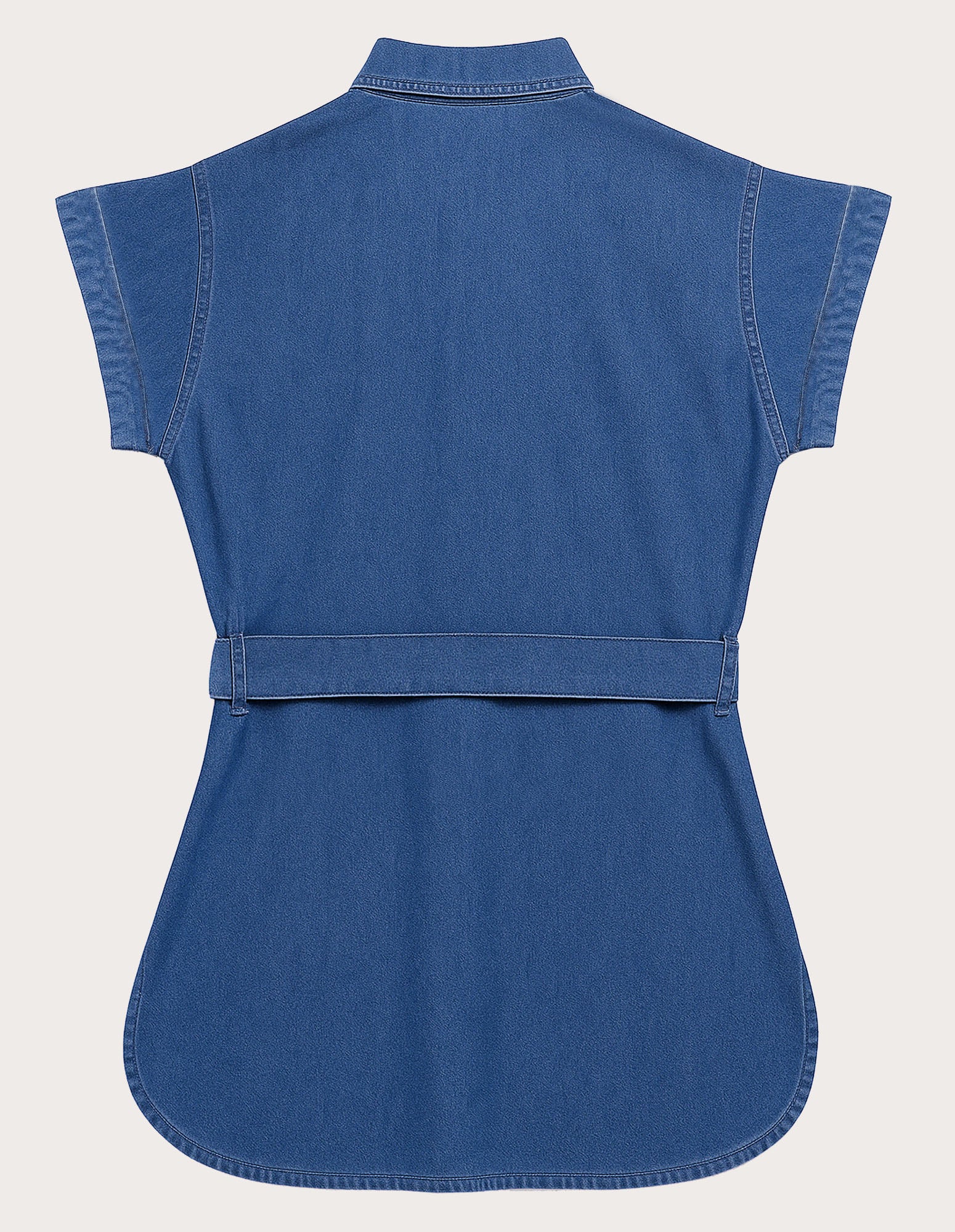 Abito corto da bambina con cintura in vita Denim - Image 2