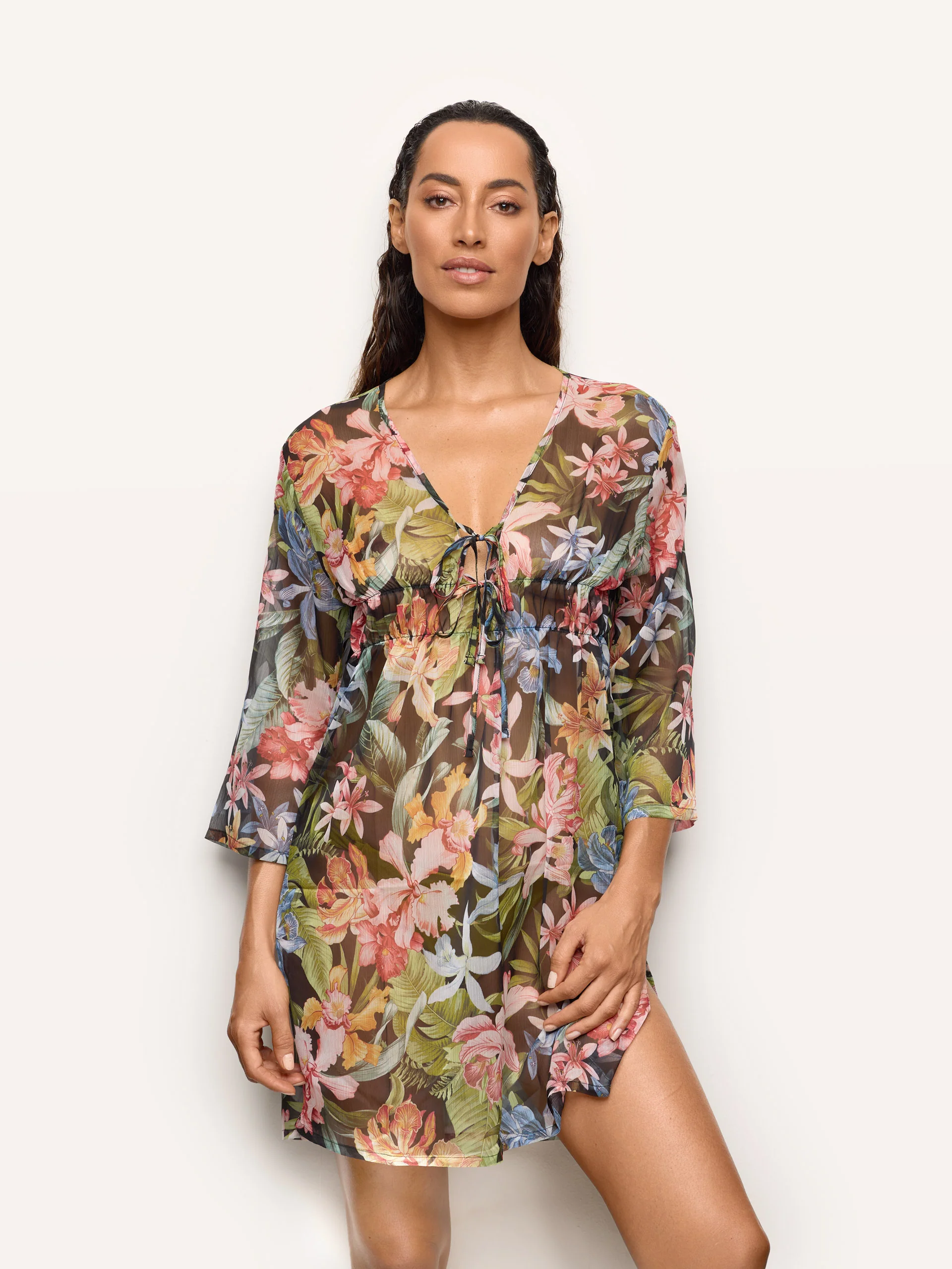 Abito Kaftano corto in chiffon - Tahiti
