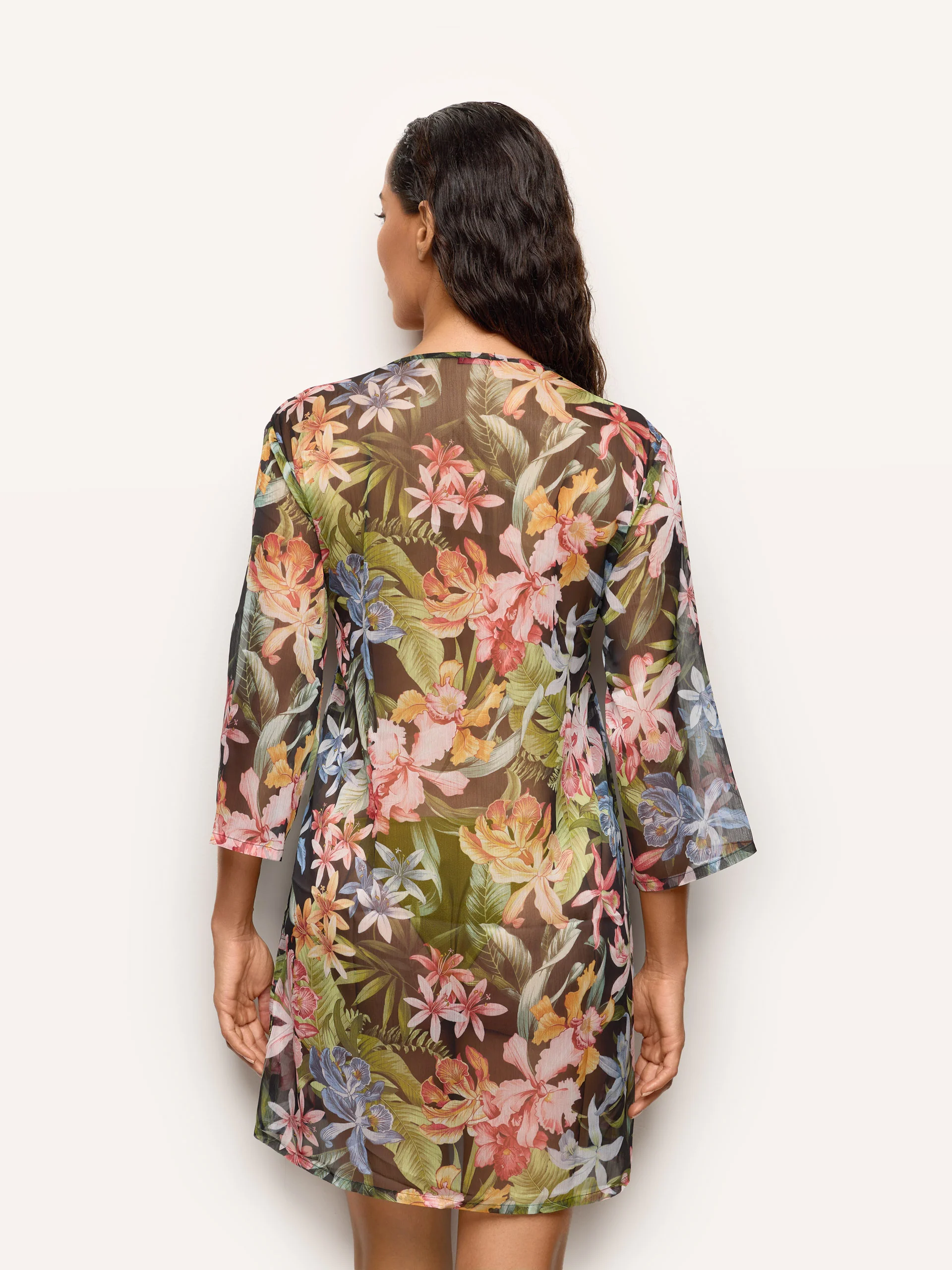 Abito Kaftano corto in chiffon - Tahiti - Image 4
