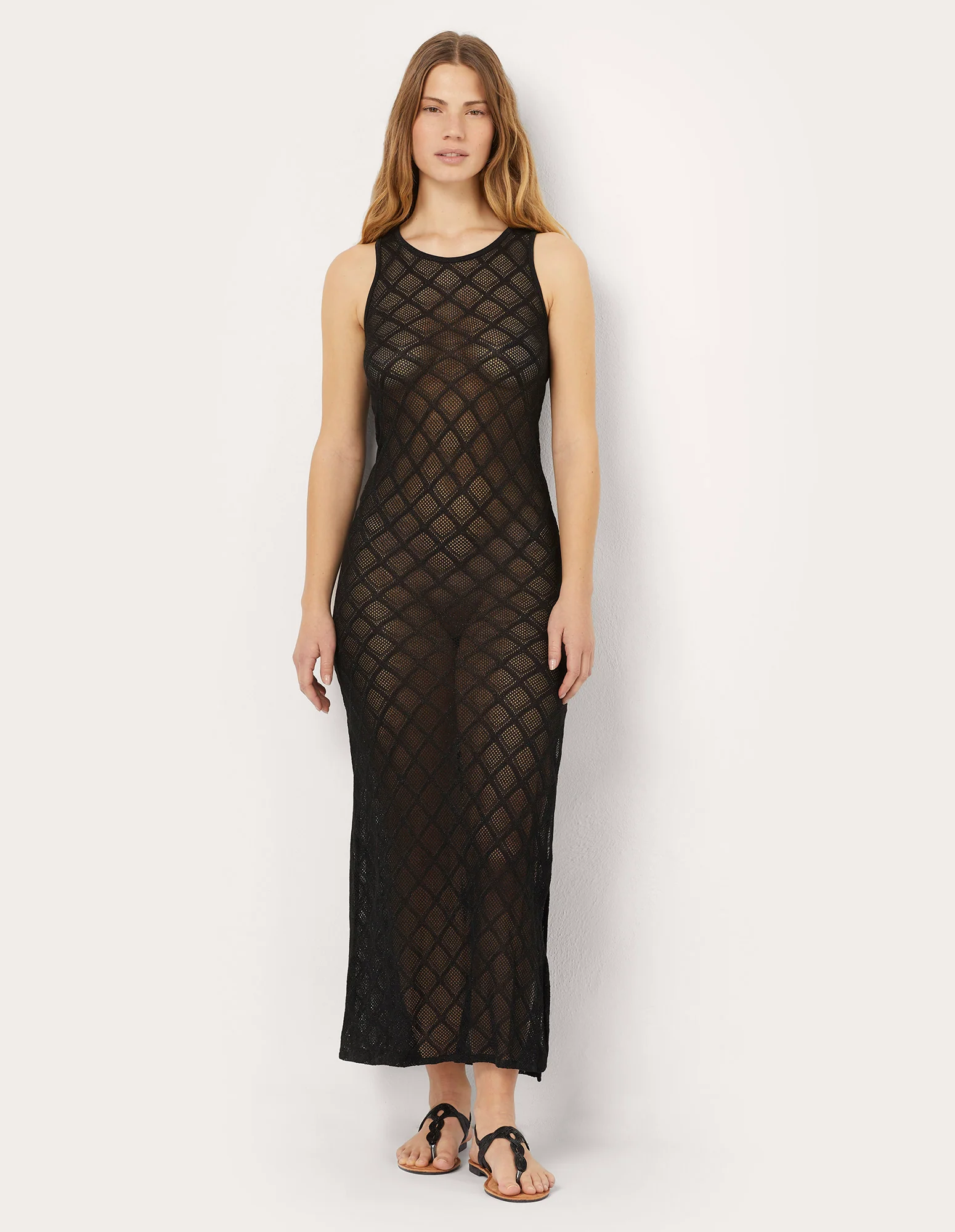Abito lungo con viscosa a piccoli rombi Summer Glam - Image 2