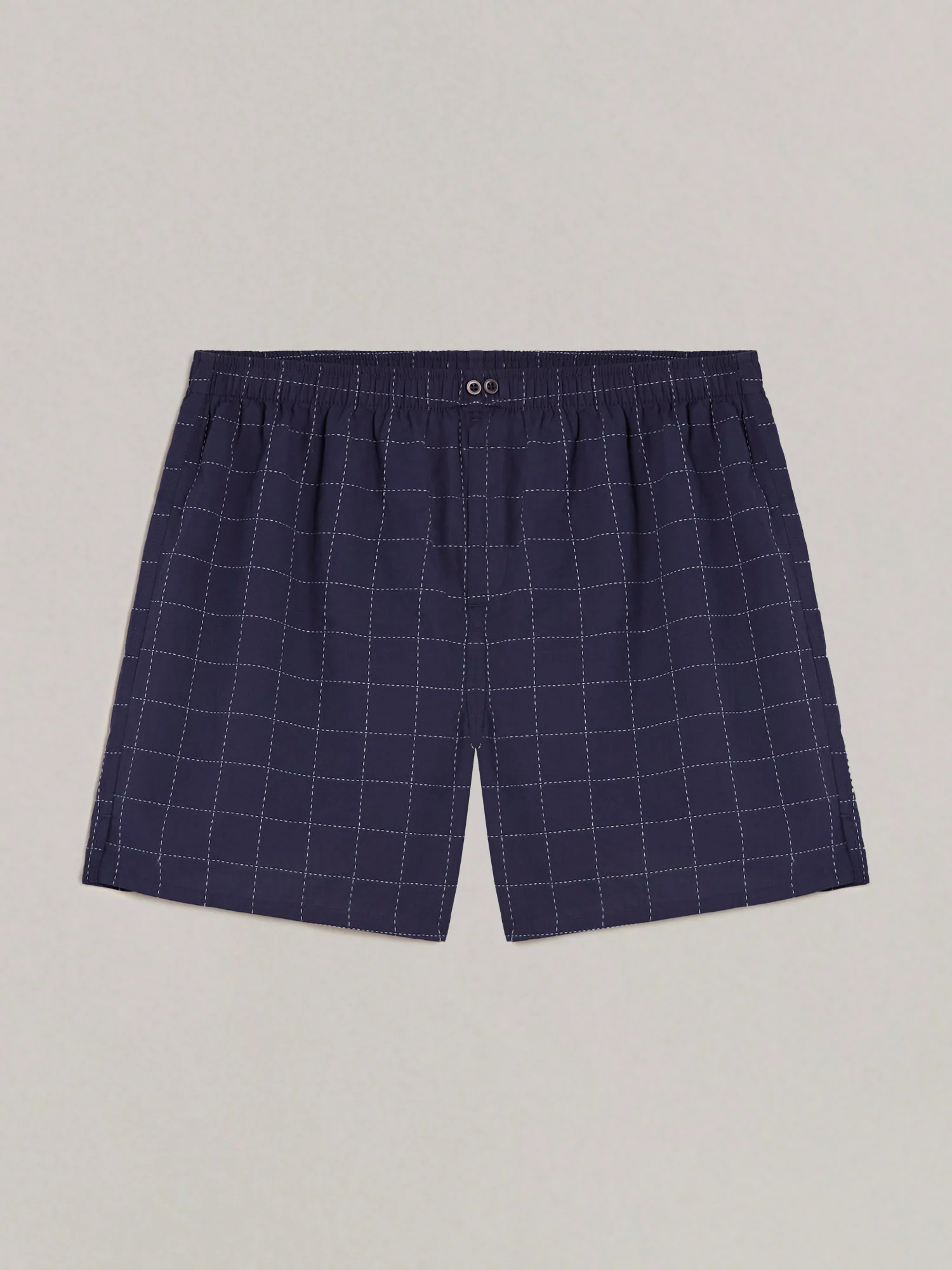 Boxer lungo in tela di cotone con stampa a quadri blu Daily - Image 5