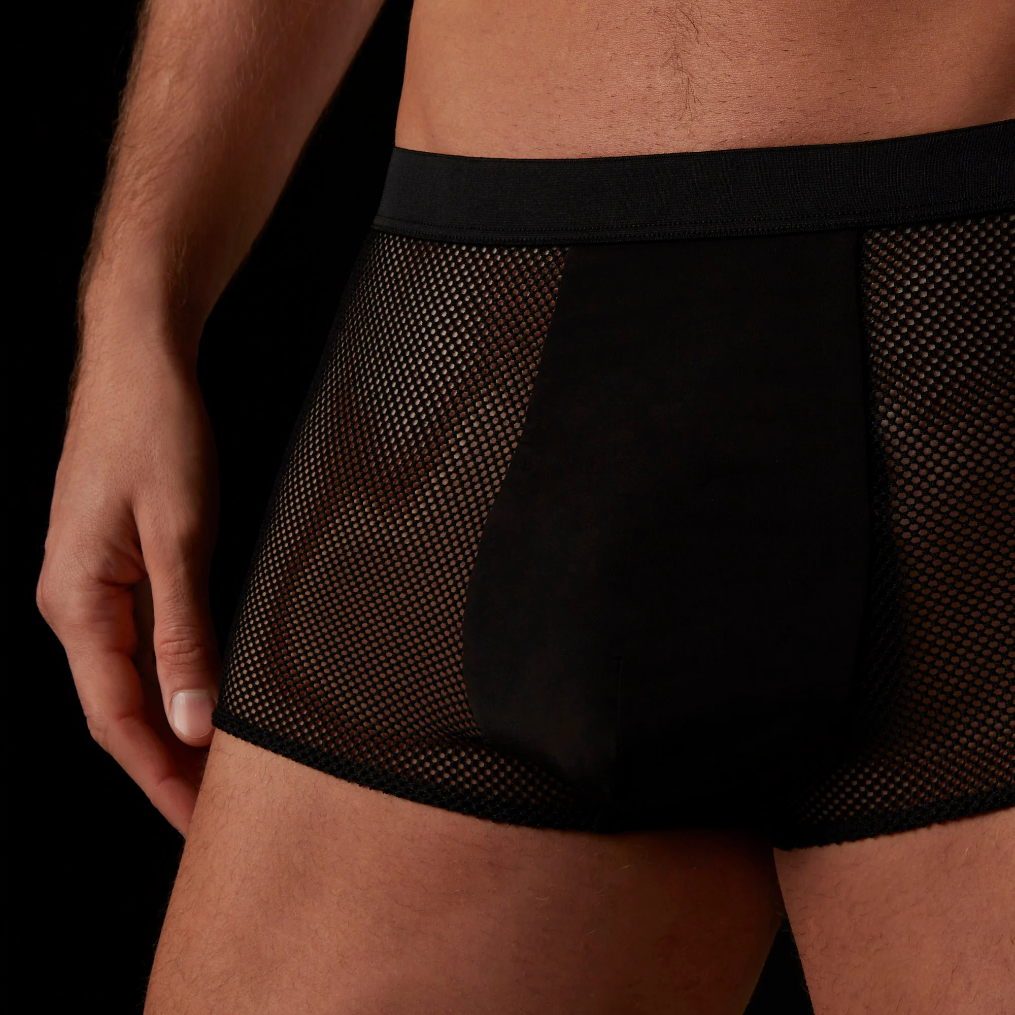 Boxer nero in tessuto traforato a retina Privè  - Net - Image 3