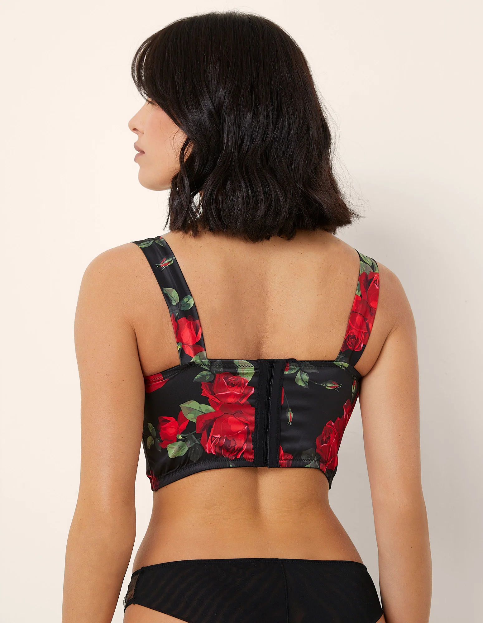 Bustier con ferretto con leggera imbottitura in raso con rose Seville - Image 3