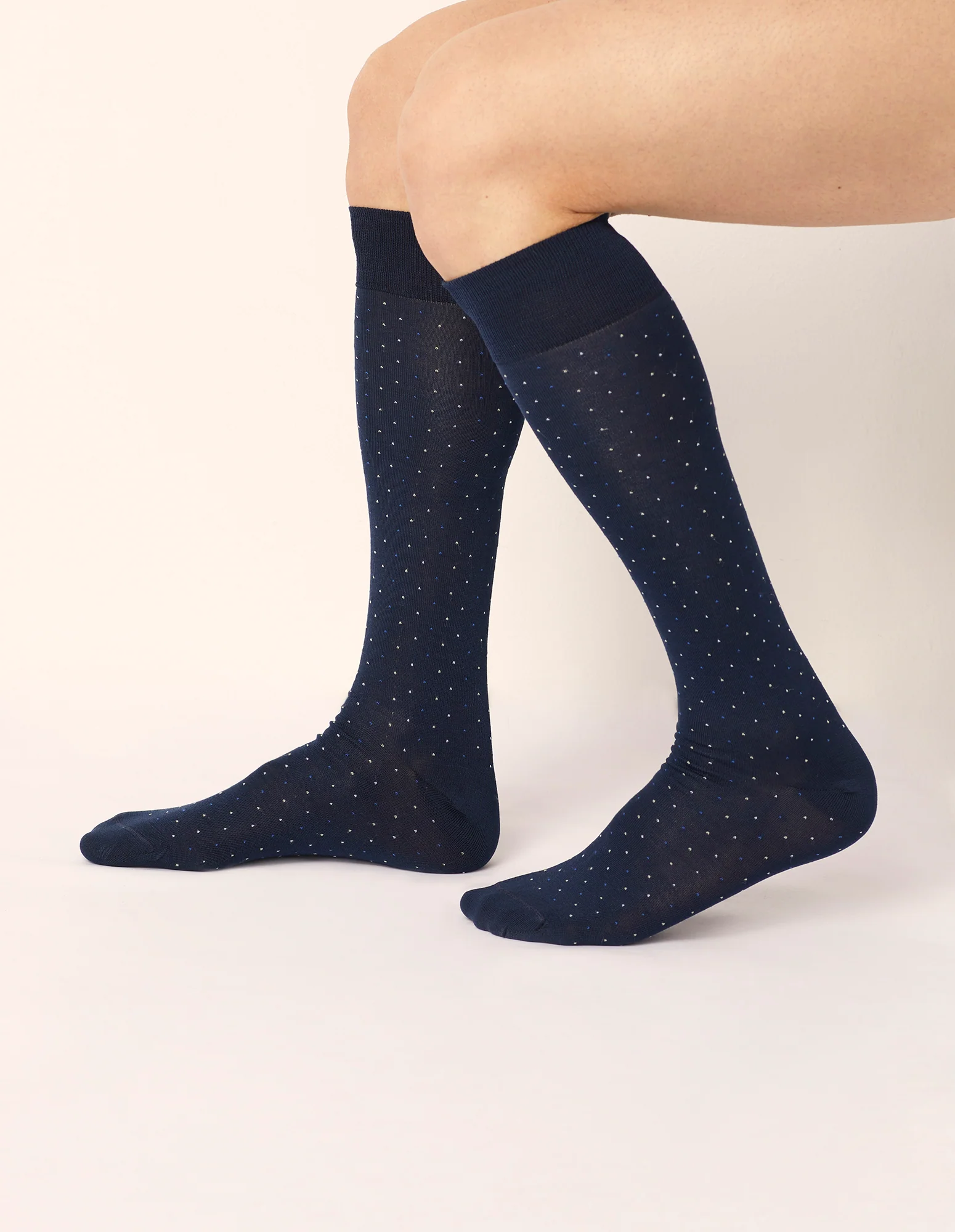 Calze lunghe uomo blu pois azzurri e bianchi Daily - Image 3