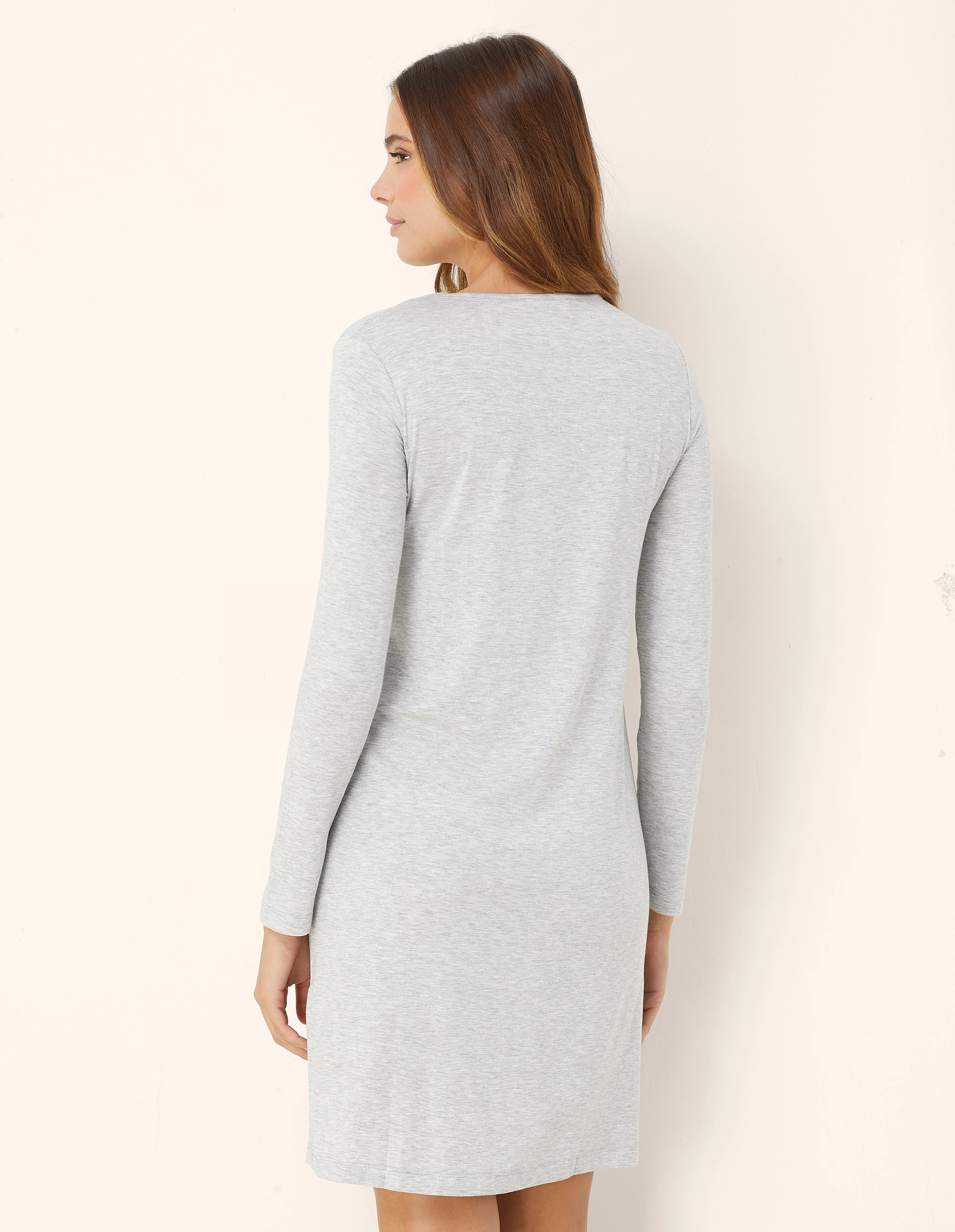 Camicia da notte manica lunga in TENCEL™ Modal con Pizzo - Image 3