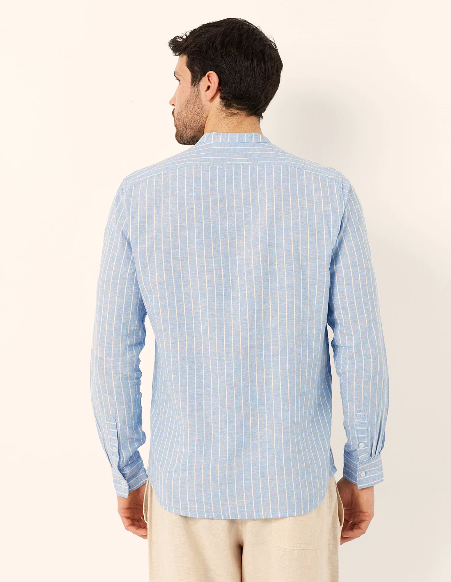 Camicia da uomo con colletto alla coreana Cotton Linen - Image 13