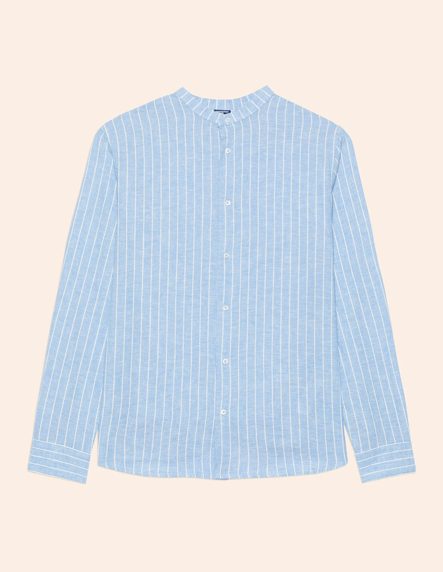 Camicia da uomo con colletto alla coreana Cotton Linen - Image 15