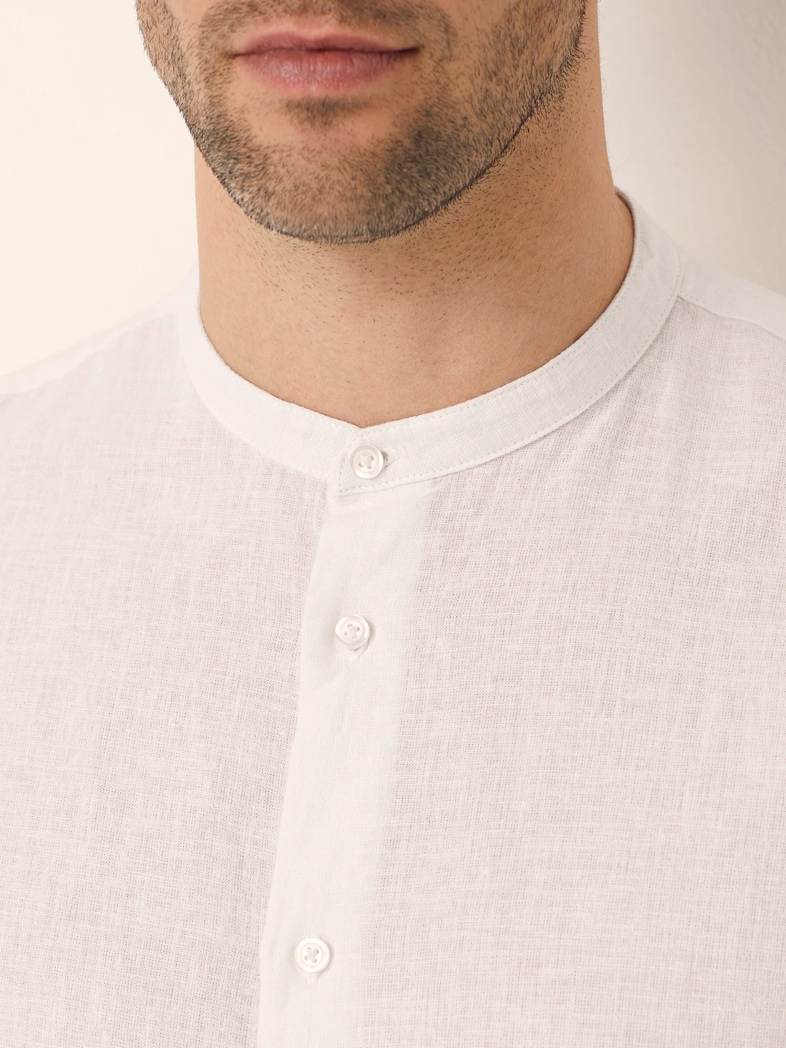 Camicia da uomo con colletto alla coreana Cotton Linen - Image 4
