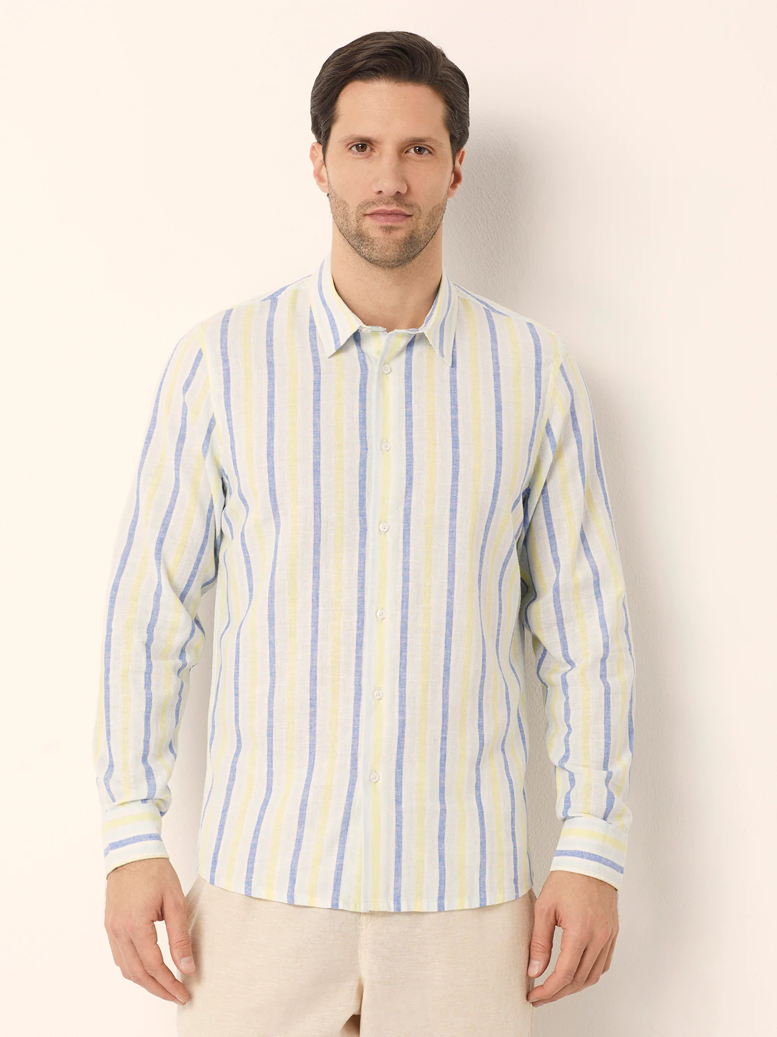 Camicia da uomo con colletto classico Cotton Linen - Image 12