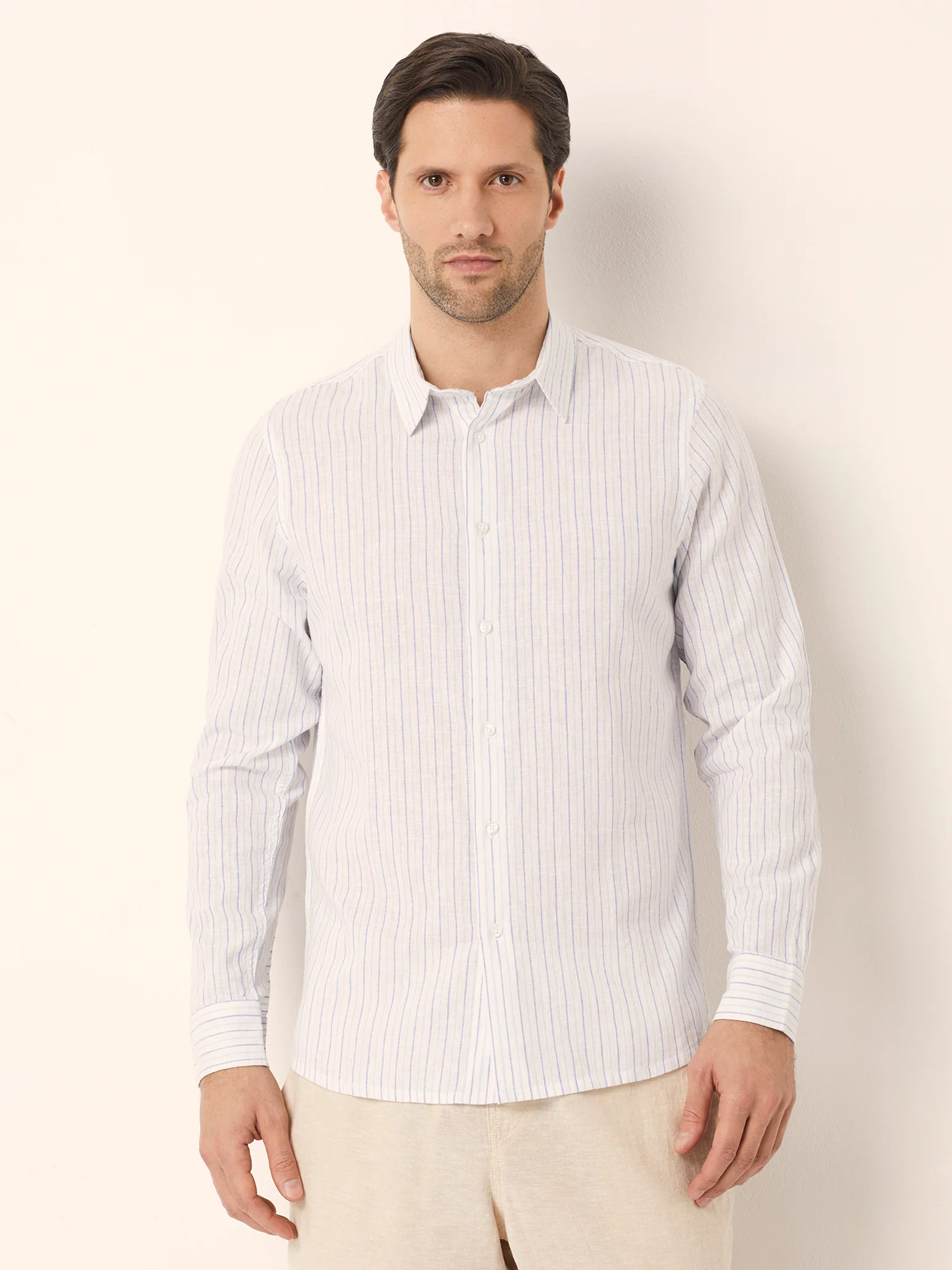 Camicia da uomo con colletto classico Cotton Linen - Image 17