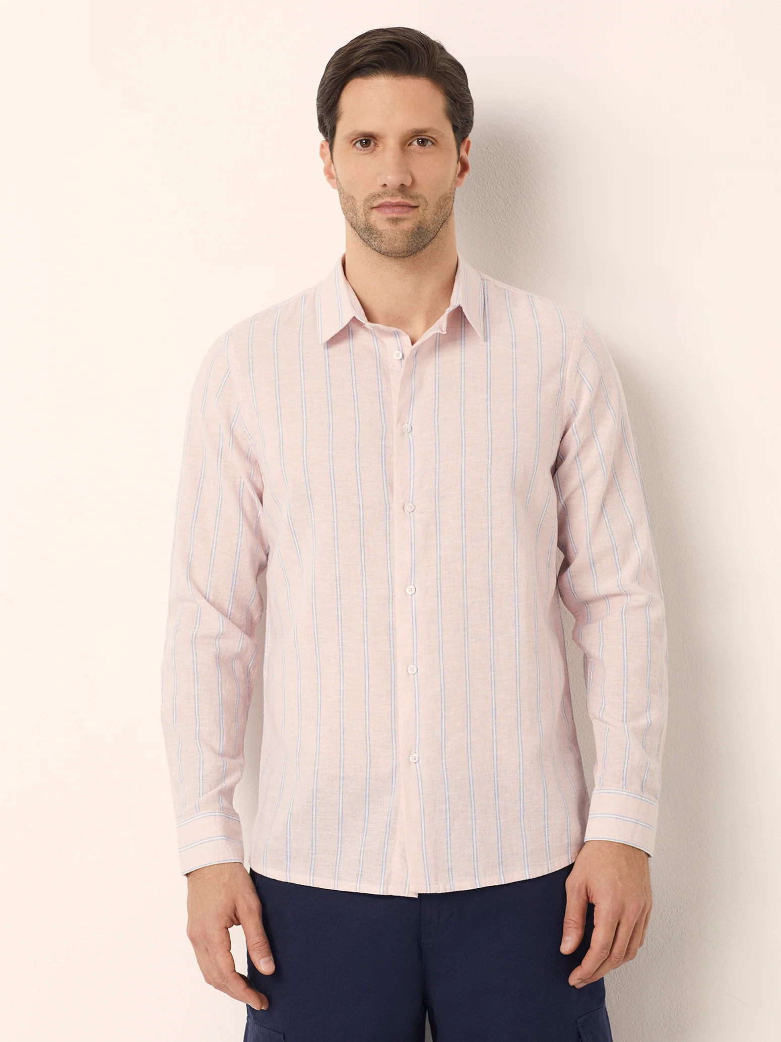 Camicia da uomo con colletto classico Cotton Linen - Image 22