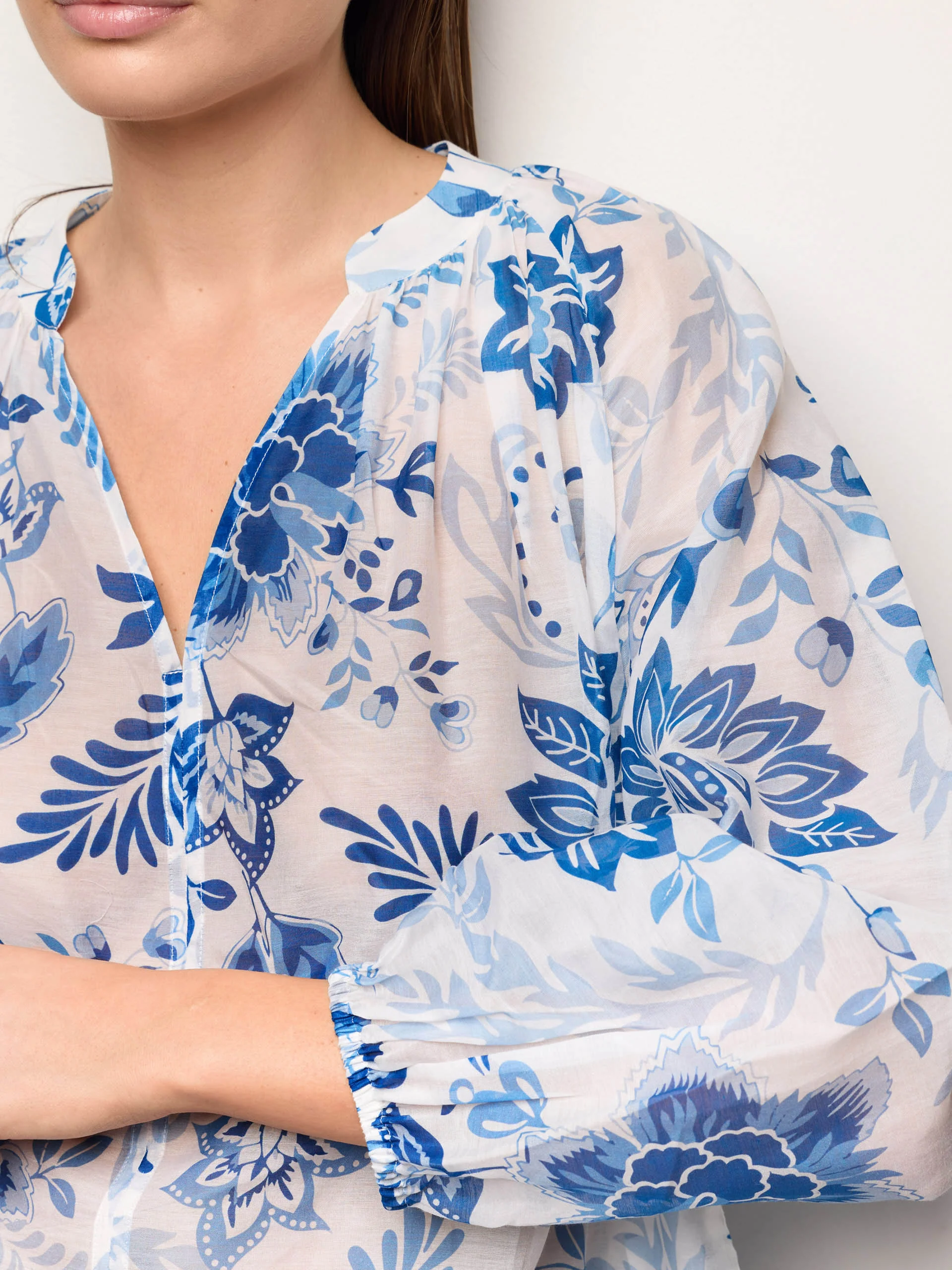 Blusa in voile di cotone con seta - Greta - Image 3