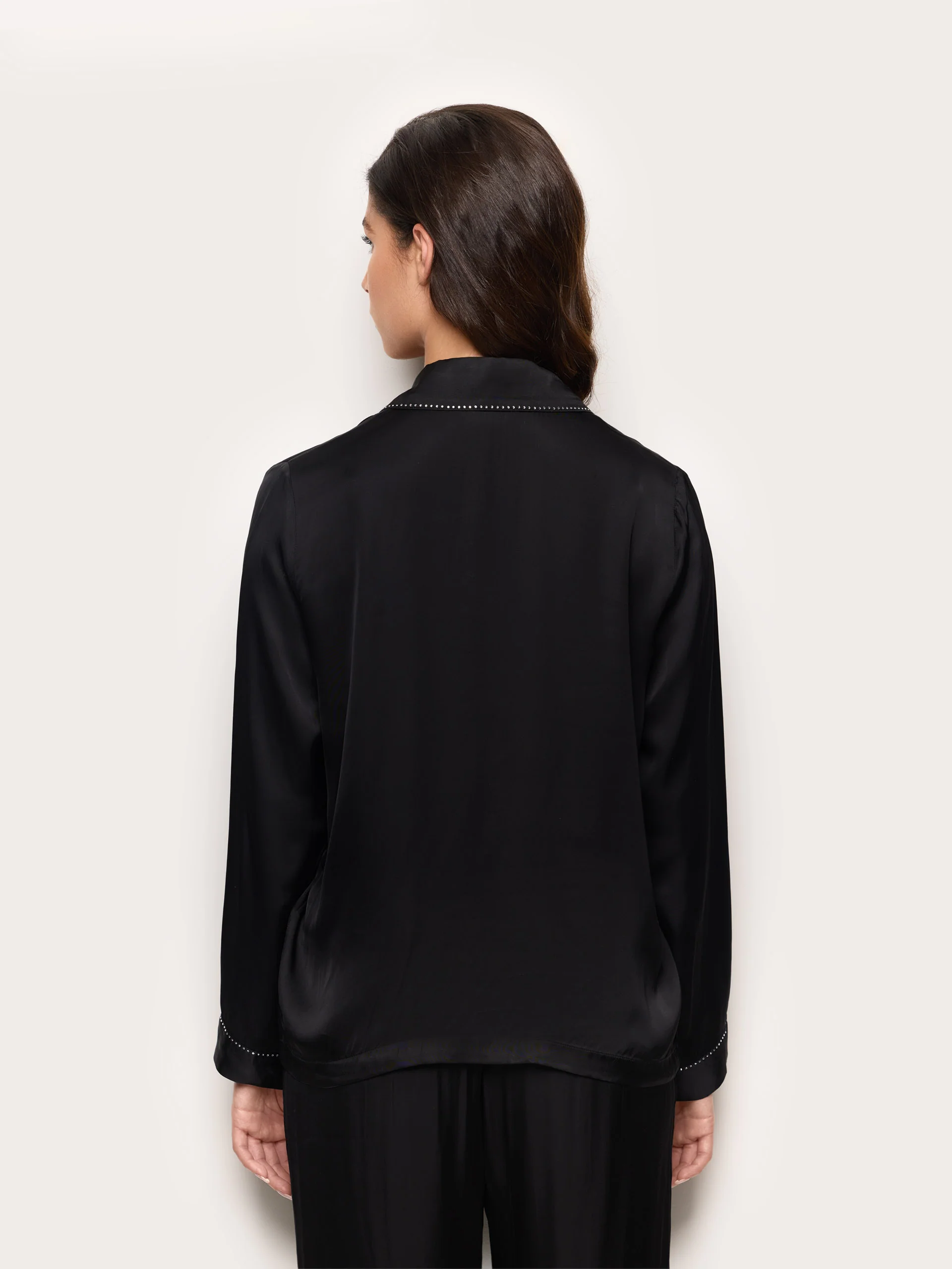 Camicia in raso di viscosa con dettagli strass Bright Satin - Image 3