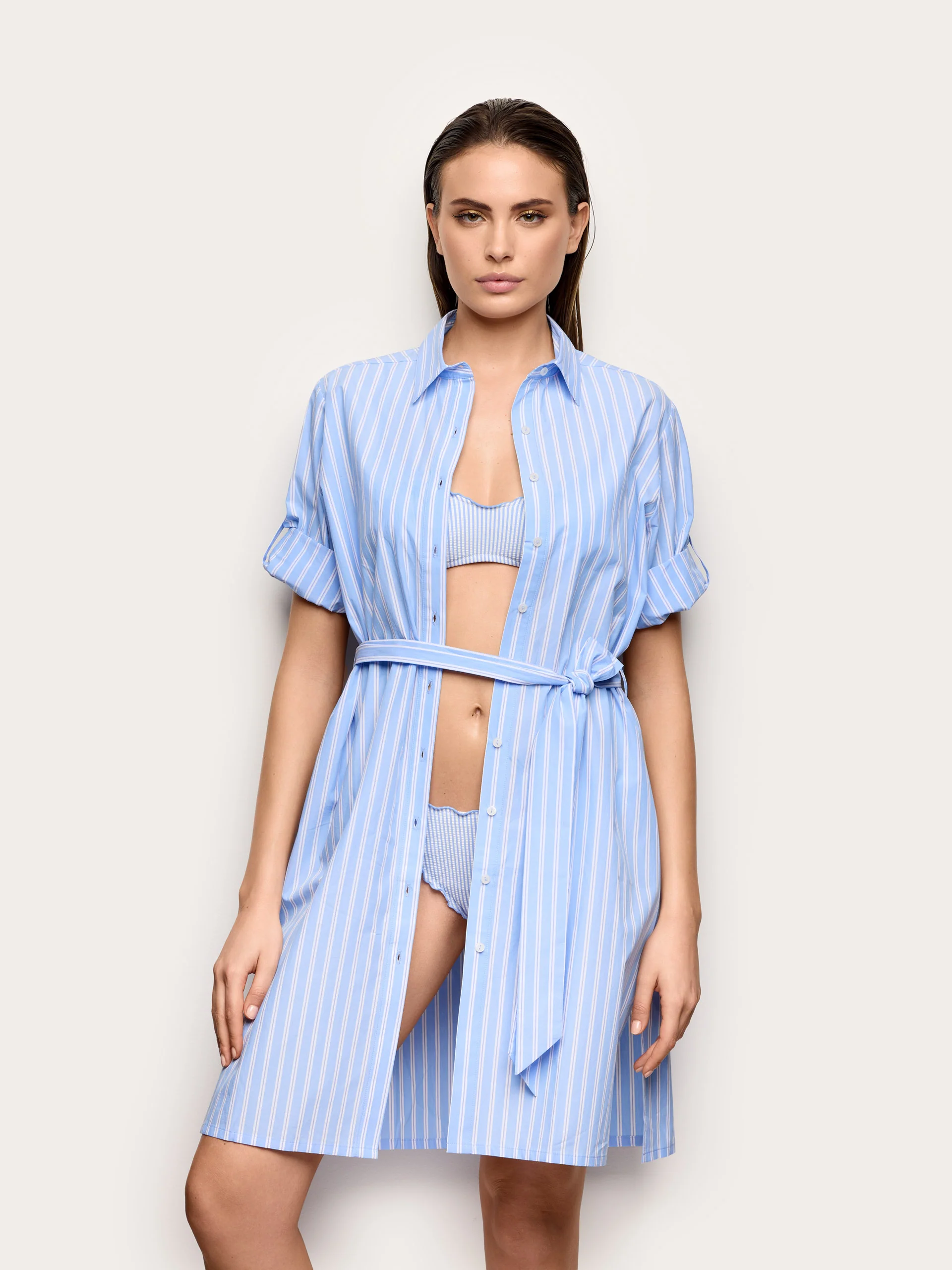 Camicione in cotone a righe - Popeline