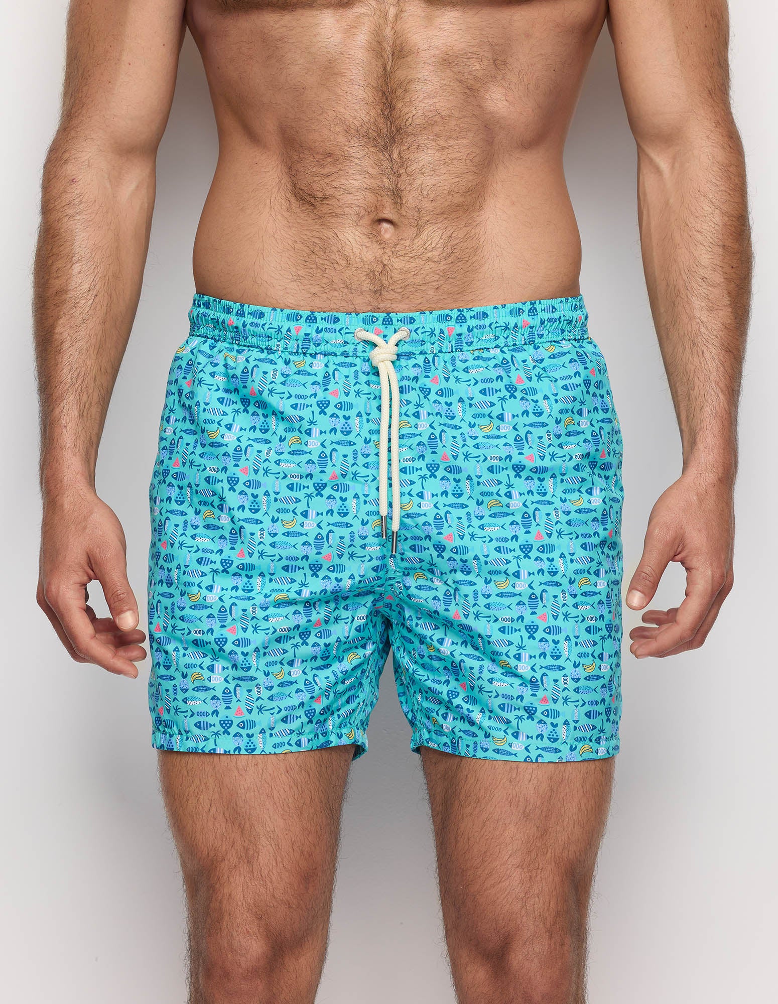 Costume boxer celeste da uomo con pesci Tropical - Image 3