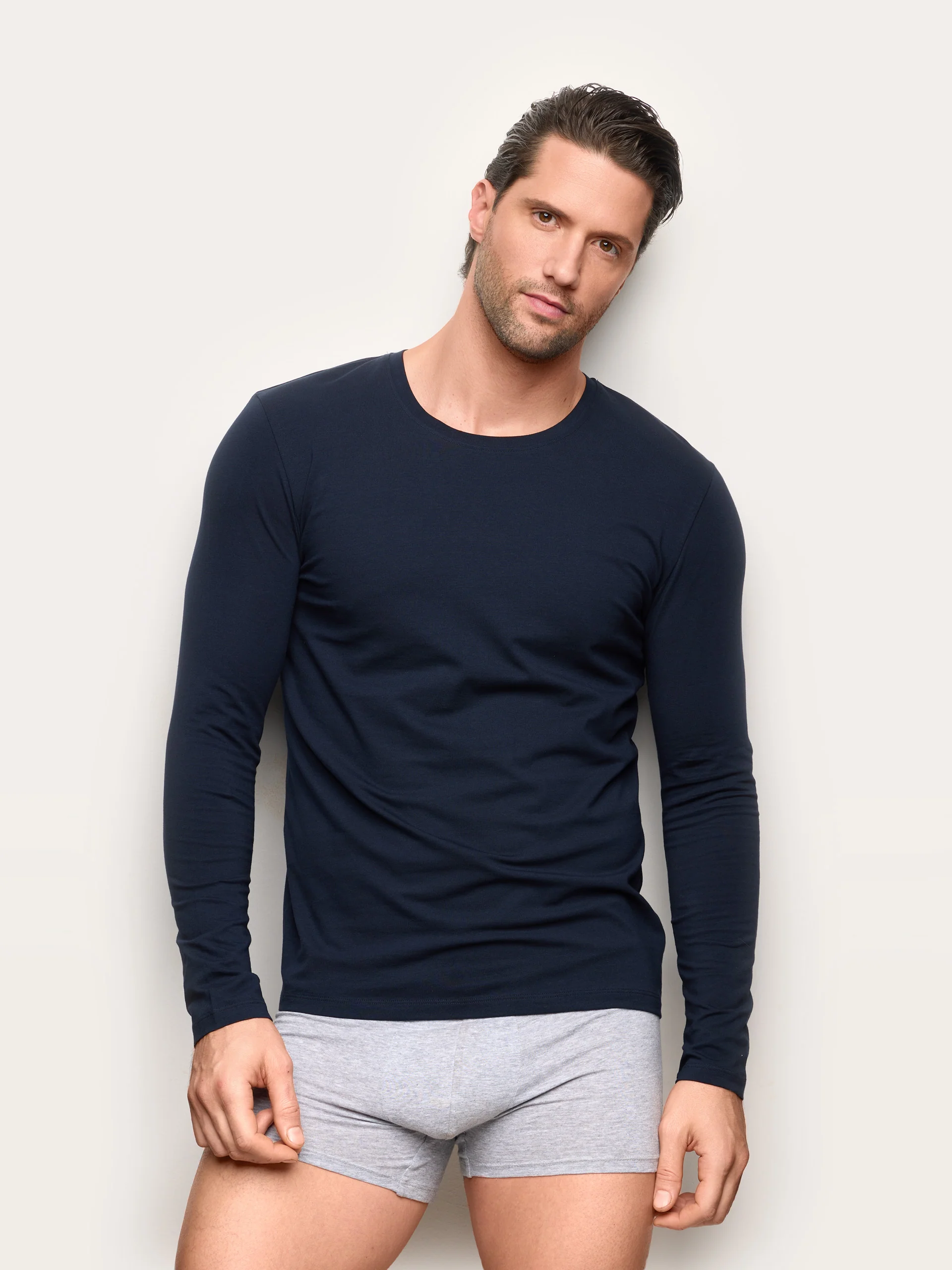 Maglia girocollo a manica lunga uomo in cotone Supima Luxury - Image 11