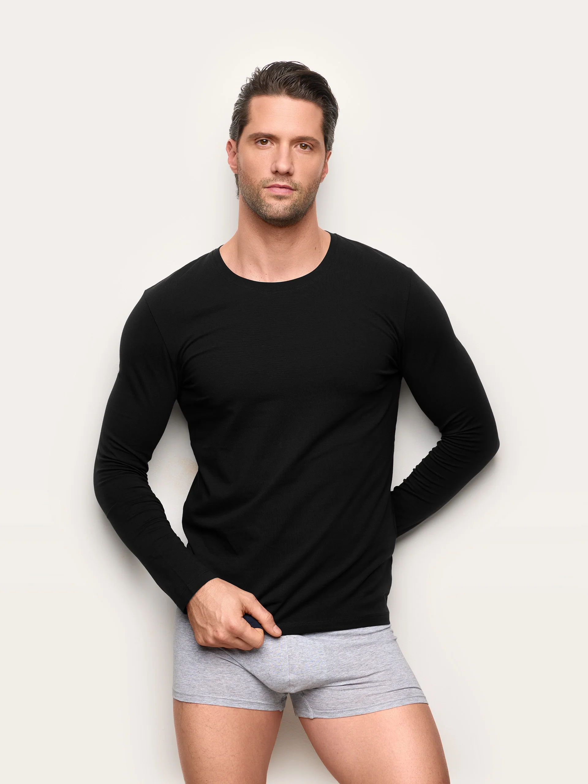 Maglia girocollo a manica lunga uomo in cotone Supima Luxury - Image 6