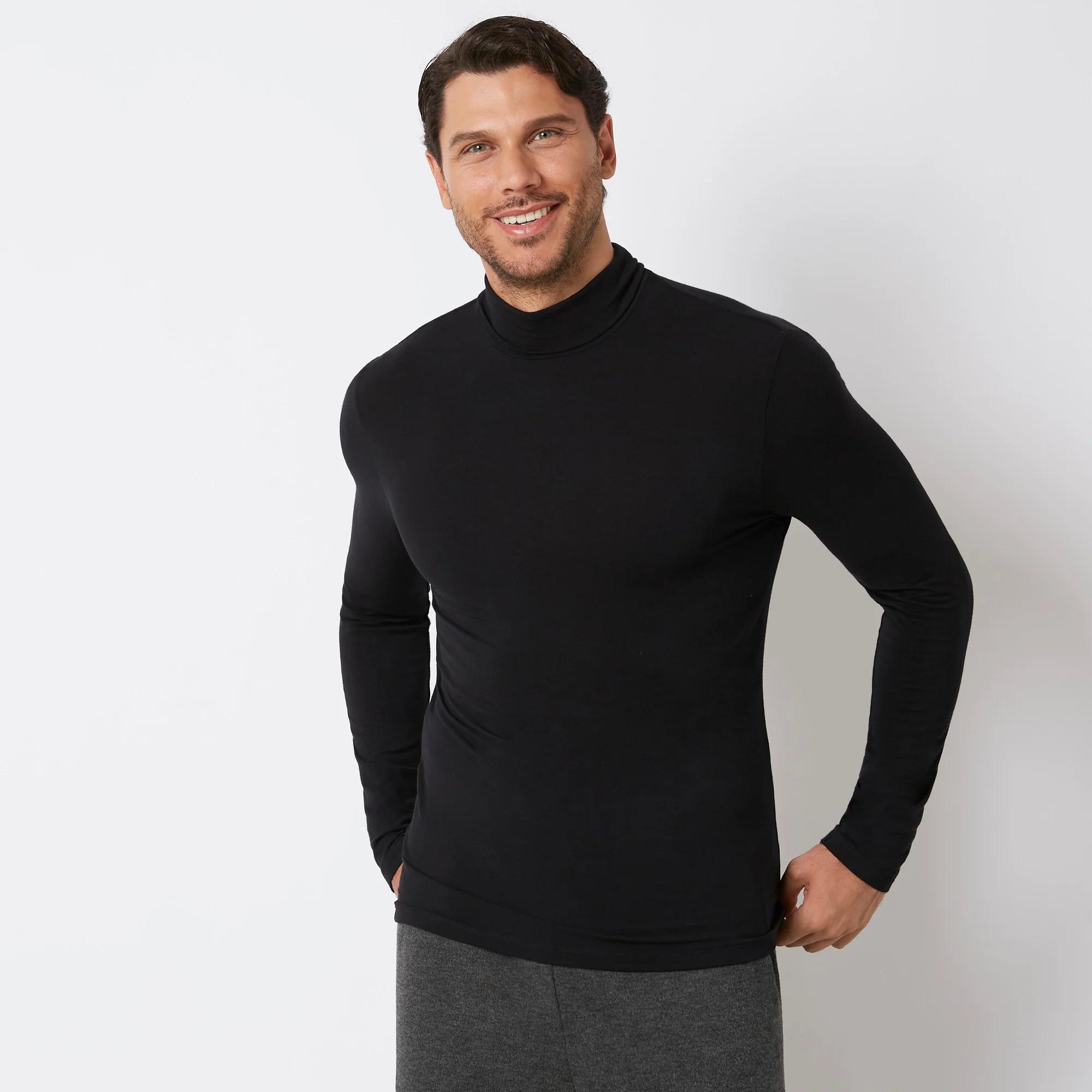 Maglia manica lunga a collo alto Basic con Modal e Cashmere - Image 5
