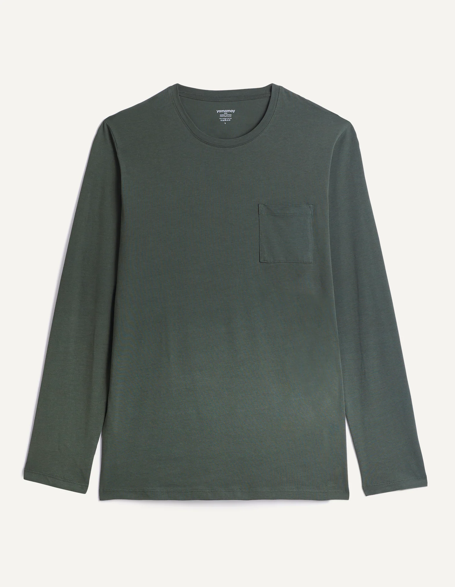 Maglia manica lunga girocollo con taschino in cotone Supima Luxury - Image 15