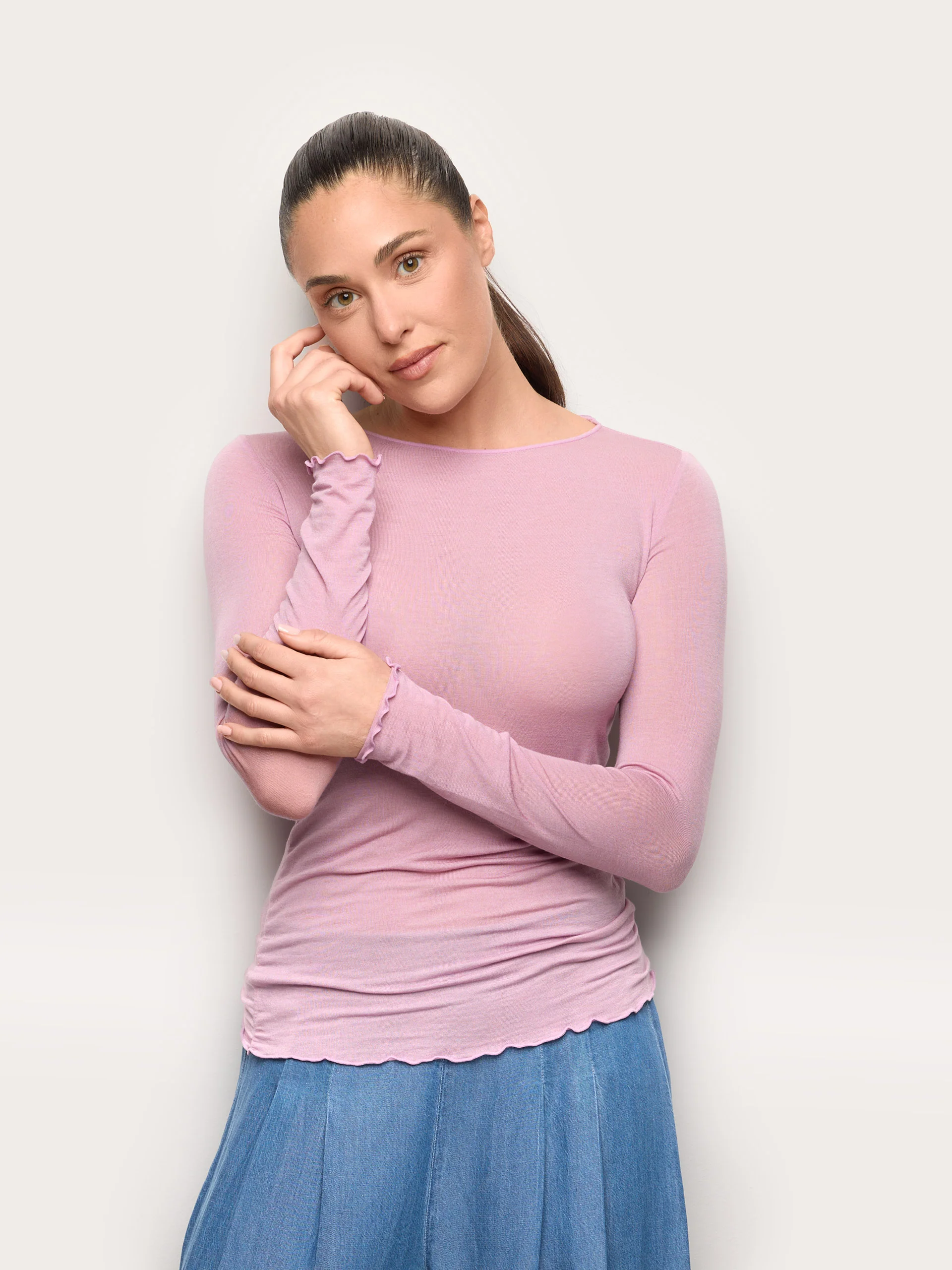 Maglia manica lunga in TENCEL™ Modal con Cashmere - Image 6