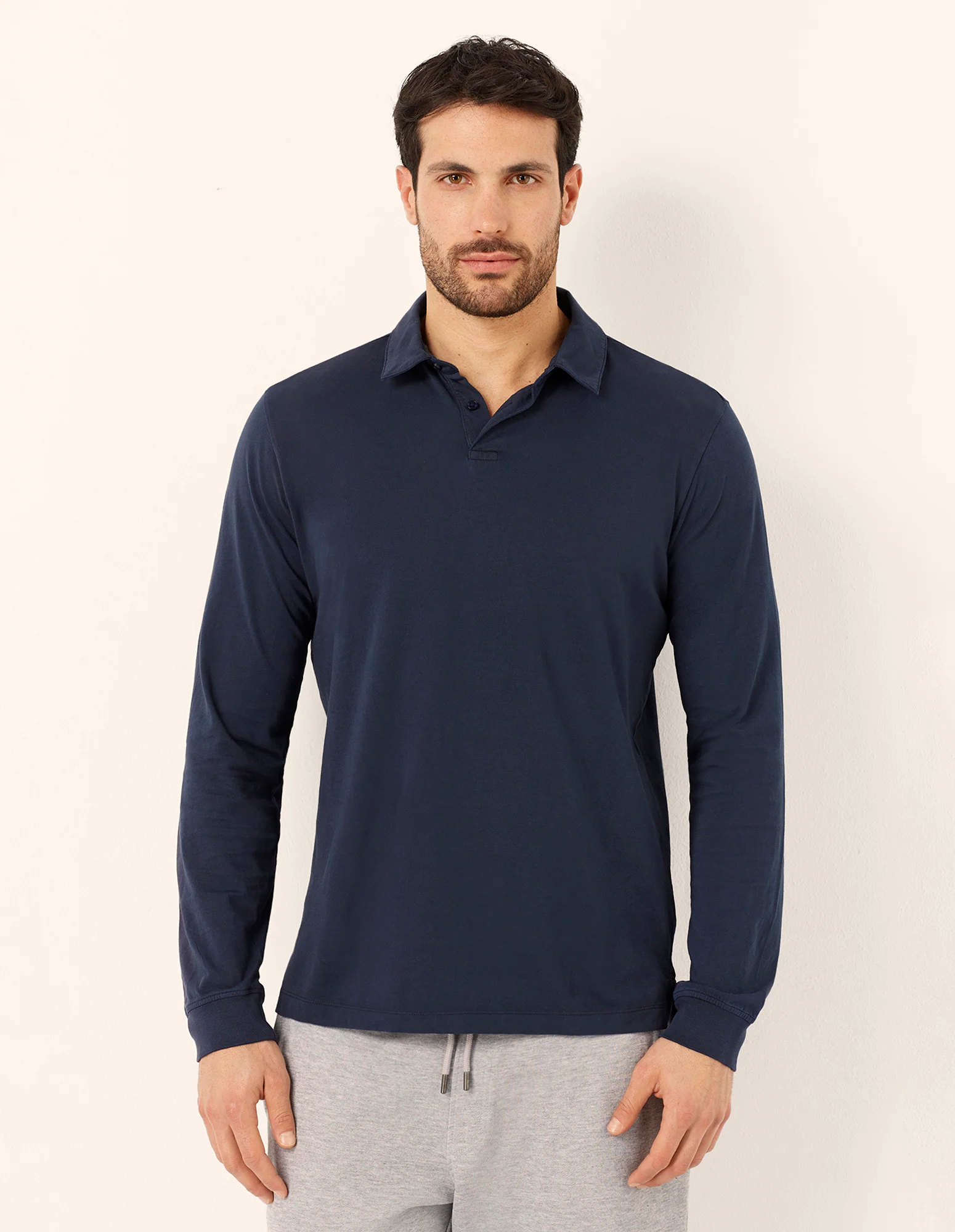 Maglia manica lunga taglio polo in cotone Washed Cotton - Image 3