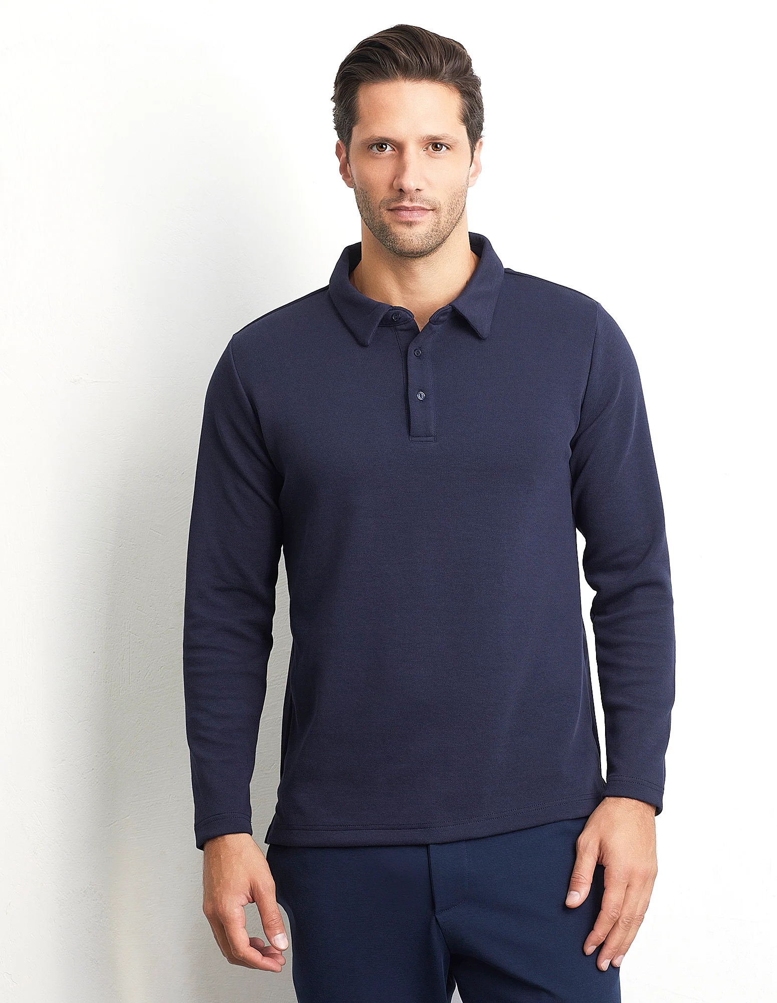 Maglia taglio polo a maniche lunghe con colletto in tessuto Piquet Easy Living - Image 2
