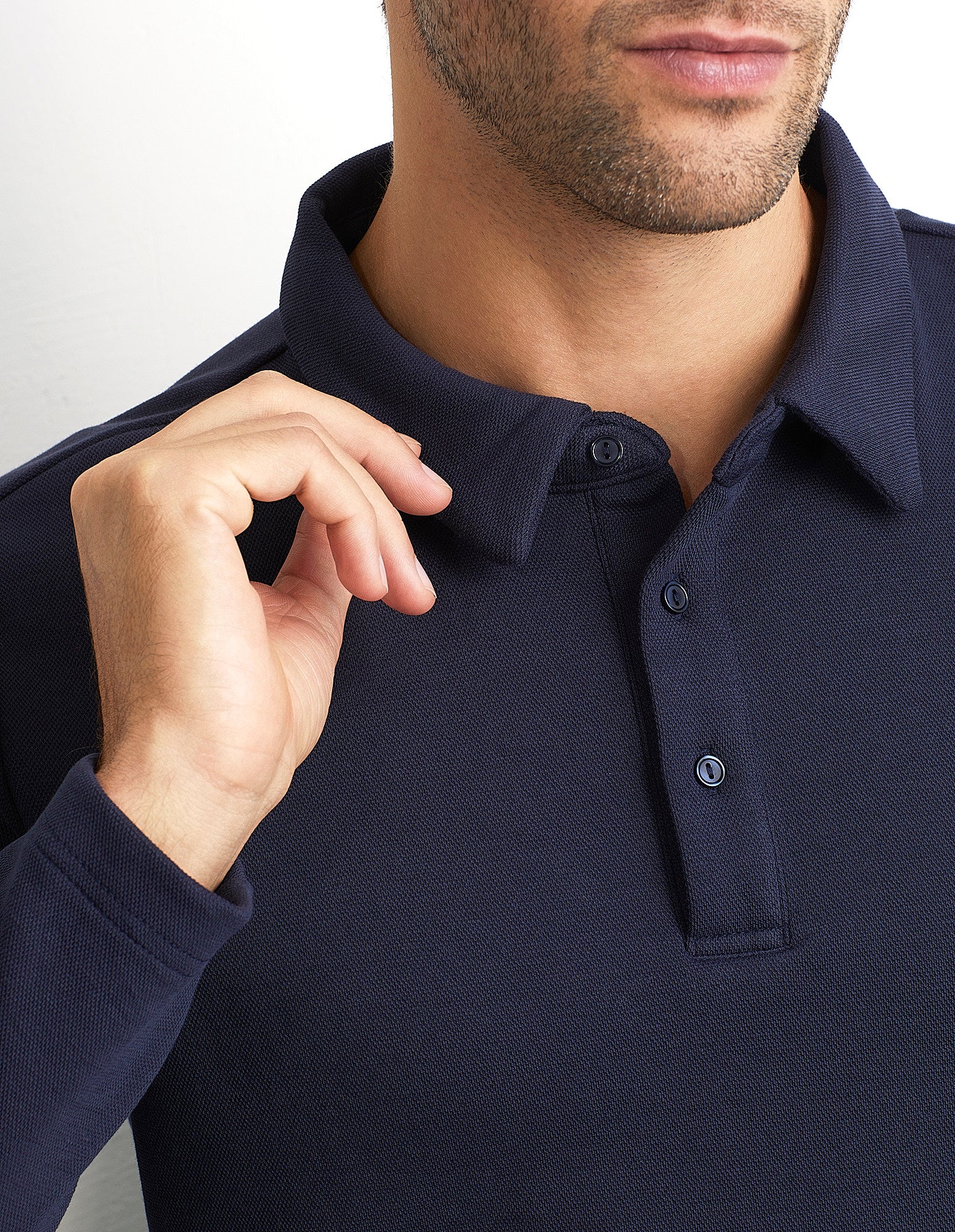 Maglia taglio polo a maniche lunghe con colletto in tessuto Piquet Easy Living - Image 4