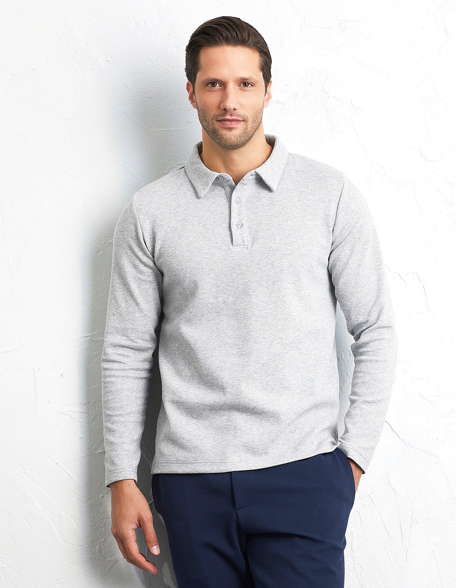 Maglia taglio polo a maniche lunghe con colletto in tessuto Piquet Easy Living - Image 6
