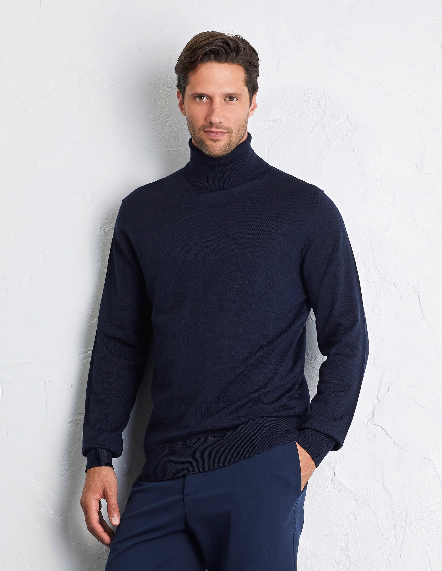 Maglione manica lunga a collo alto in maglia Wool Blend