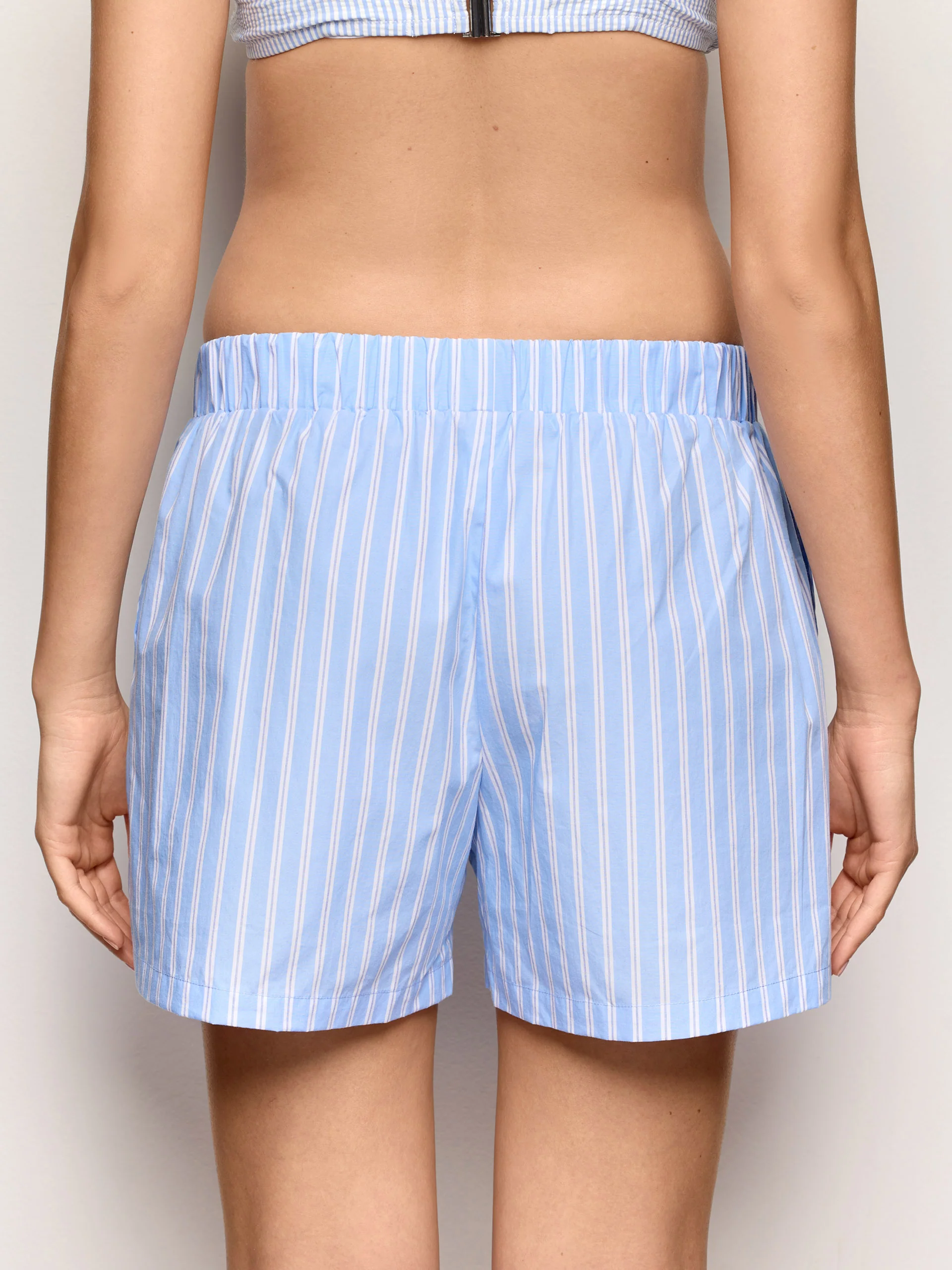 Pantalone corto in cotone a righe - Popeline - Image 4