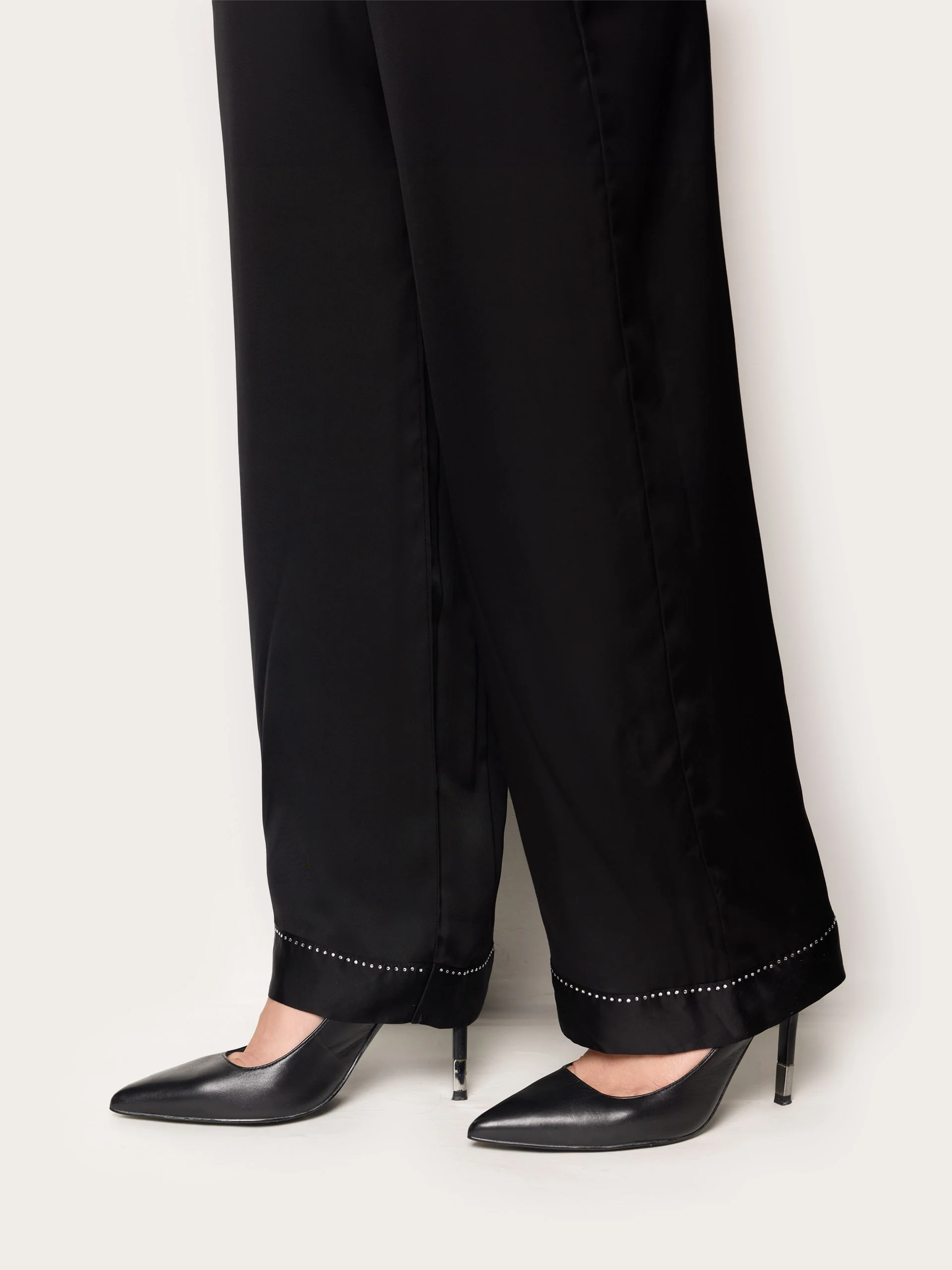 Pantalone in raso di viscosa con dettagli strass Bright Satin - Image 3