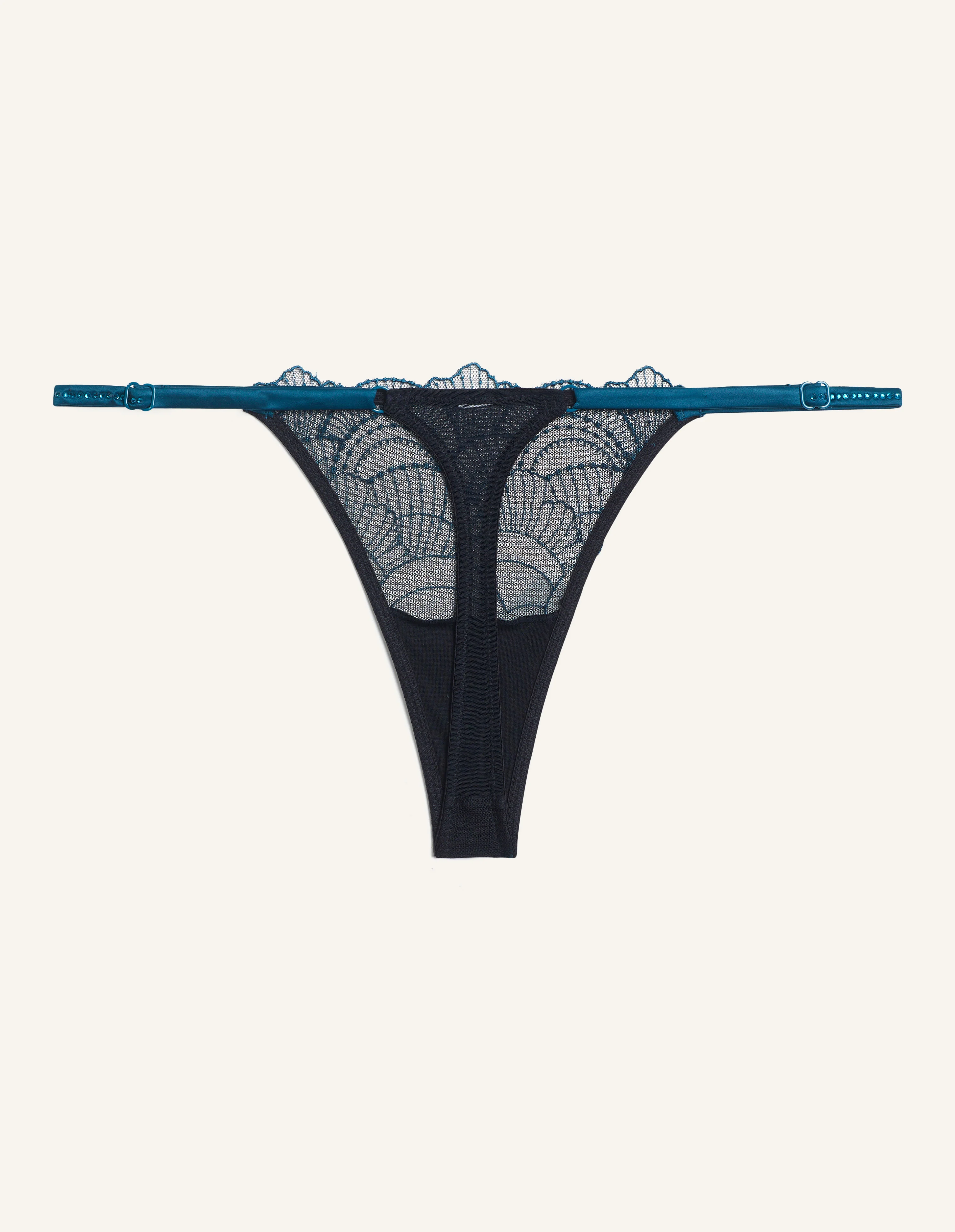 Perizoma fianco basso in raso e tulle riciclati Emerald Touch - Image 6