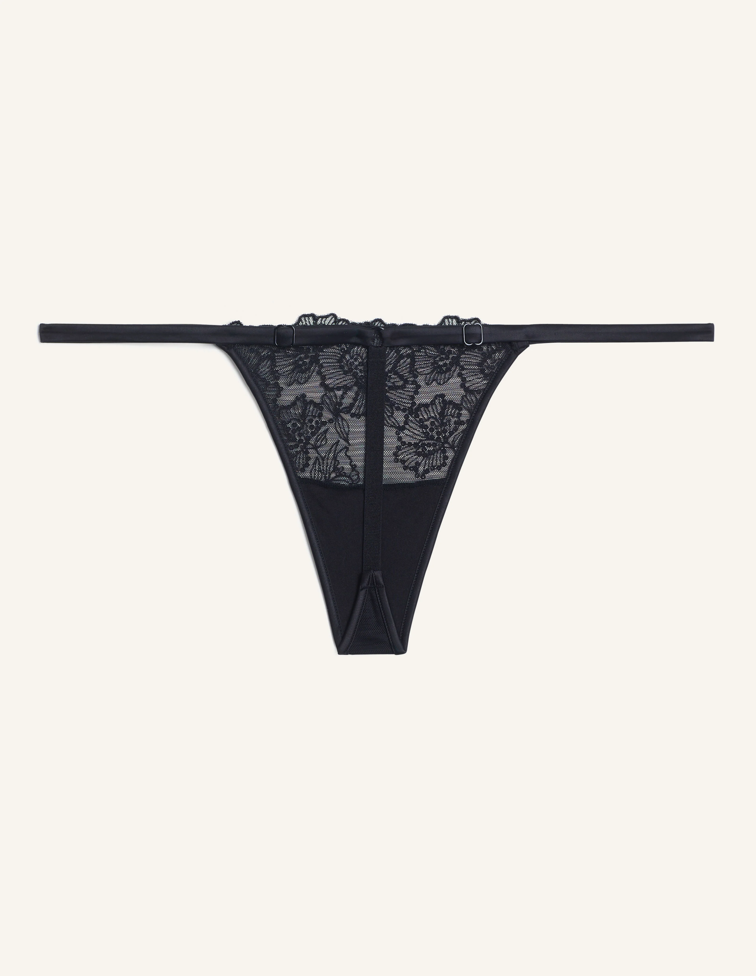 Perizoma fianco basso in tulle ricamato e raso Black Elegance - Image 7
