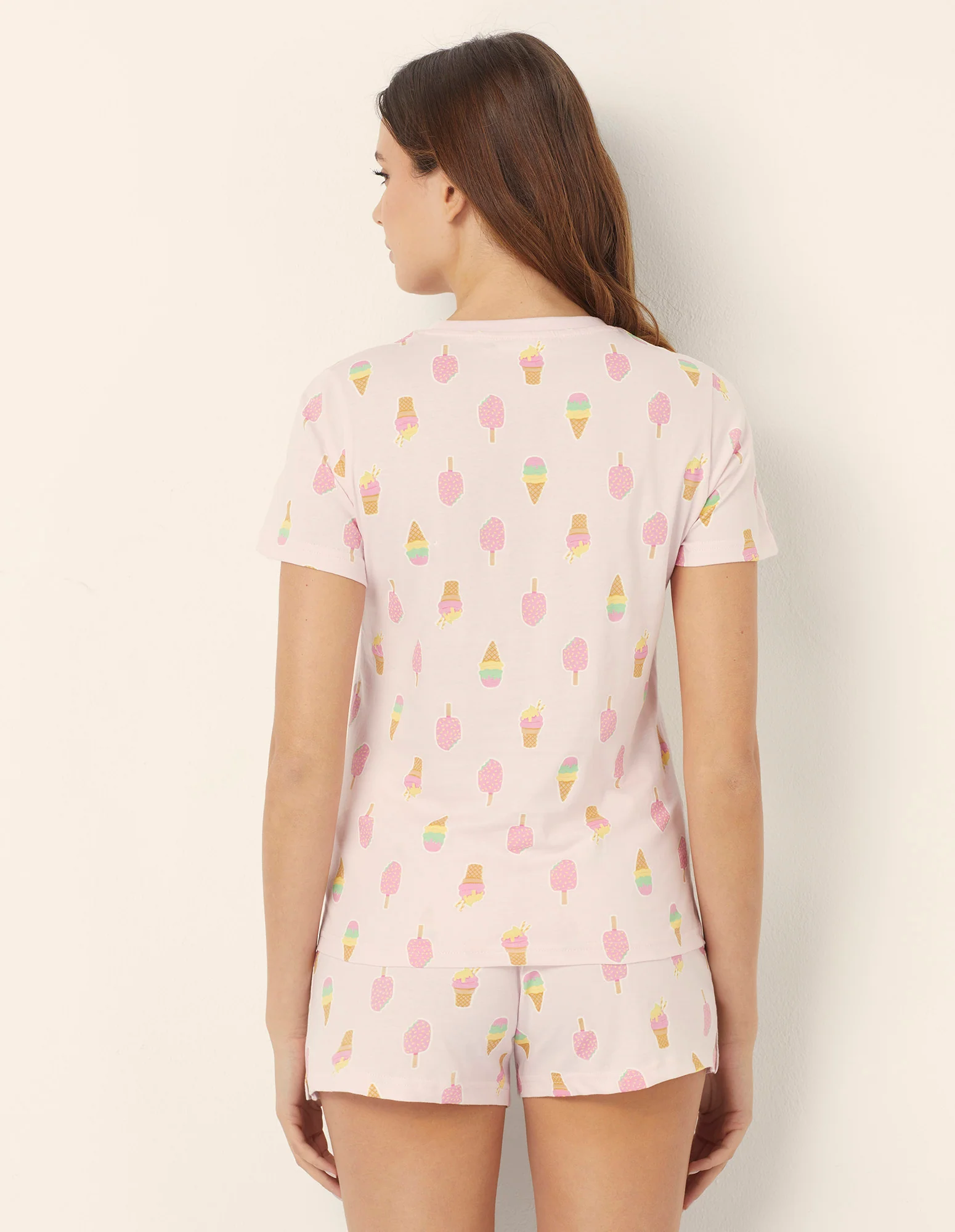 Pigiama corto con maglia girocollo con coni gelato all-over Sweet Summer - Image 3
