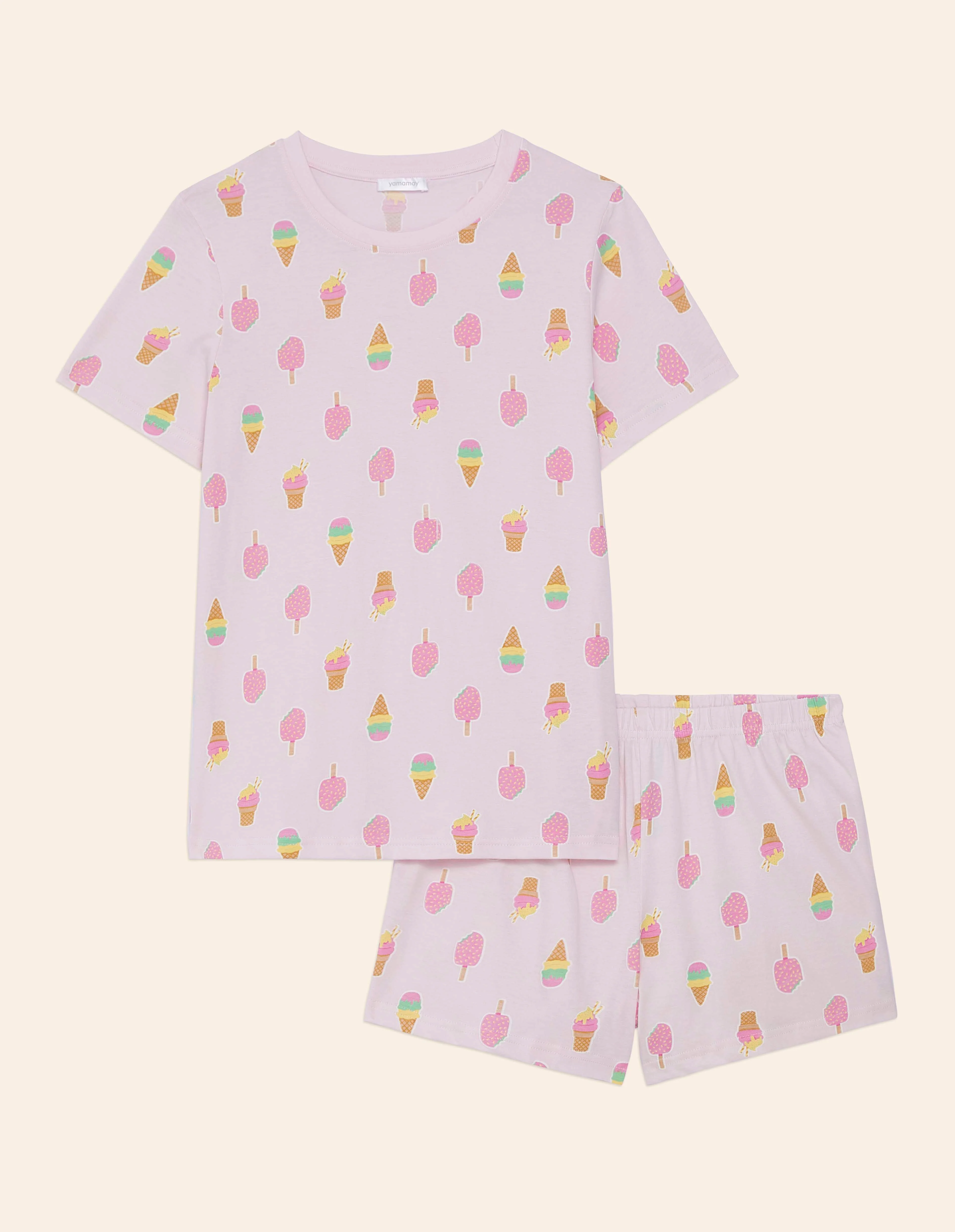 Pigiama corto con maglia girocollo con coni gelato all-over Sweet Summer - Image 5