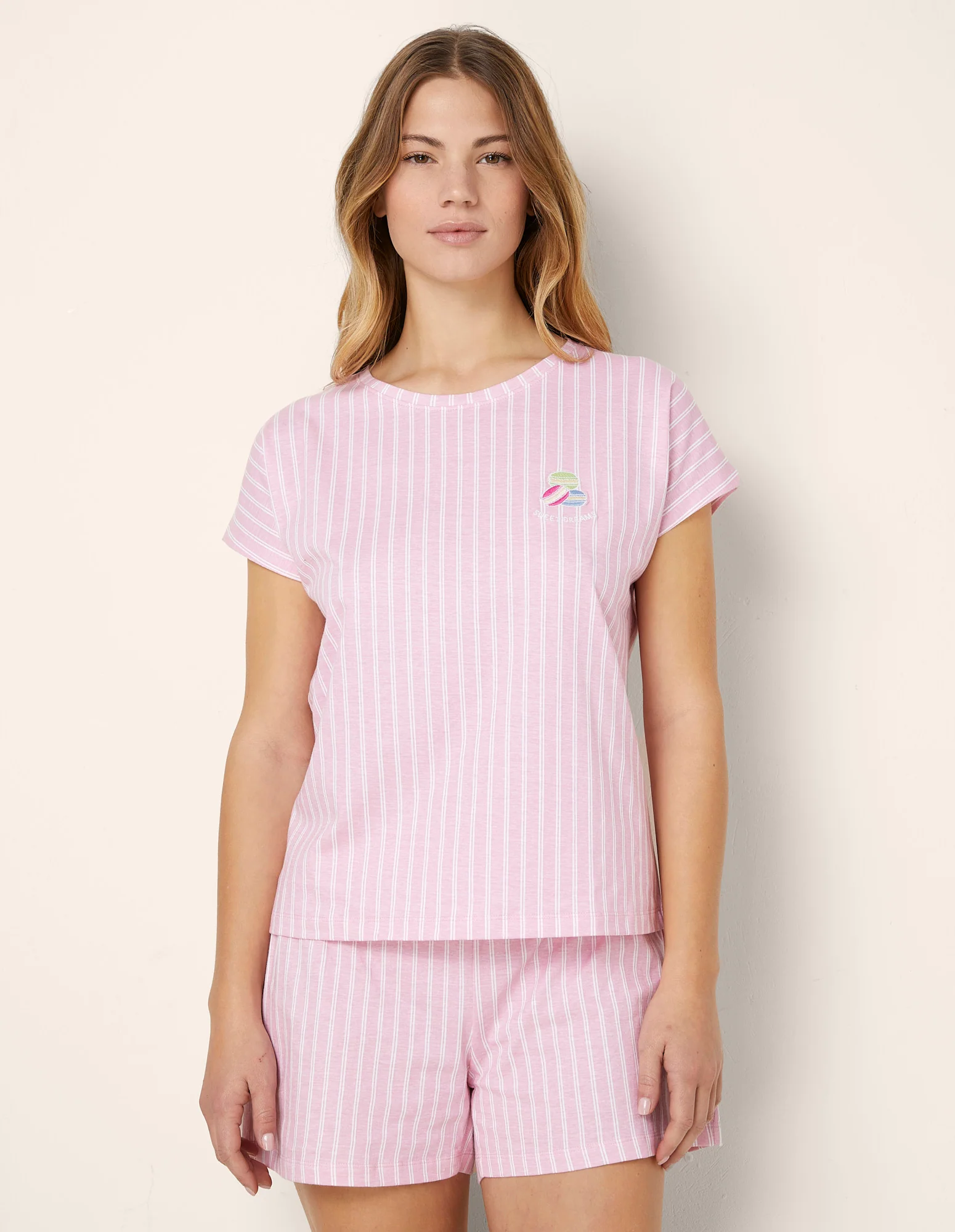 Pigiama corto da donna a righe dolcetti Sweet Dream - Image 15