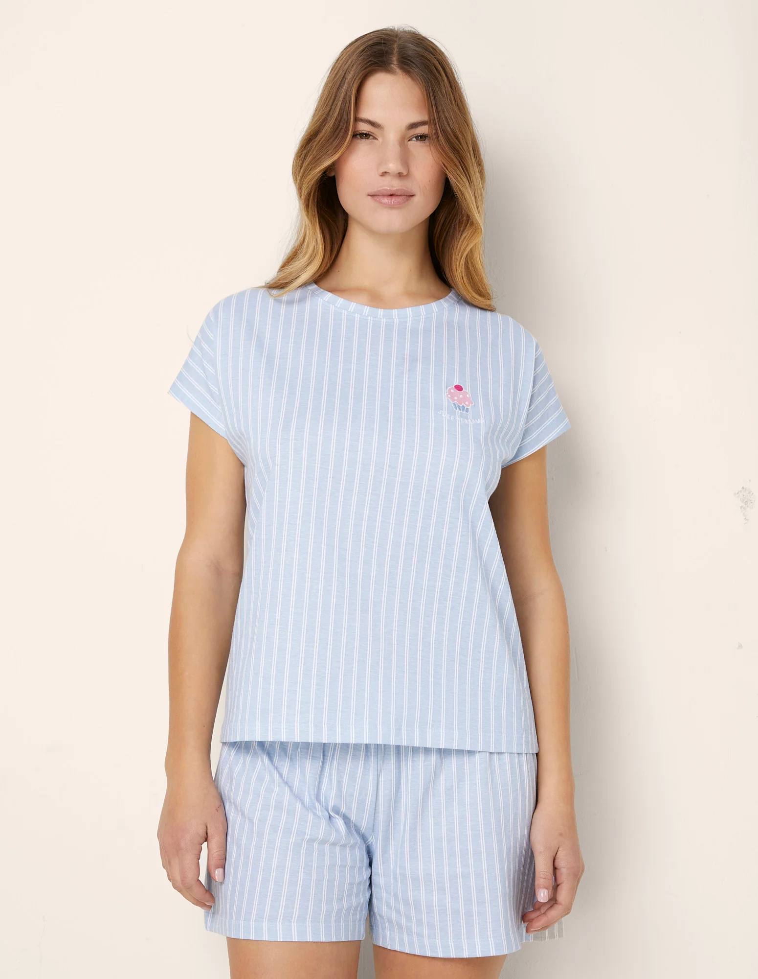 Pigiama corto da donna a righe dolcetti Sweet Dream - Image 9