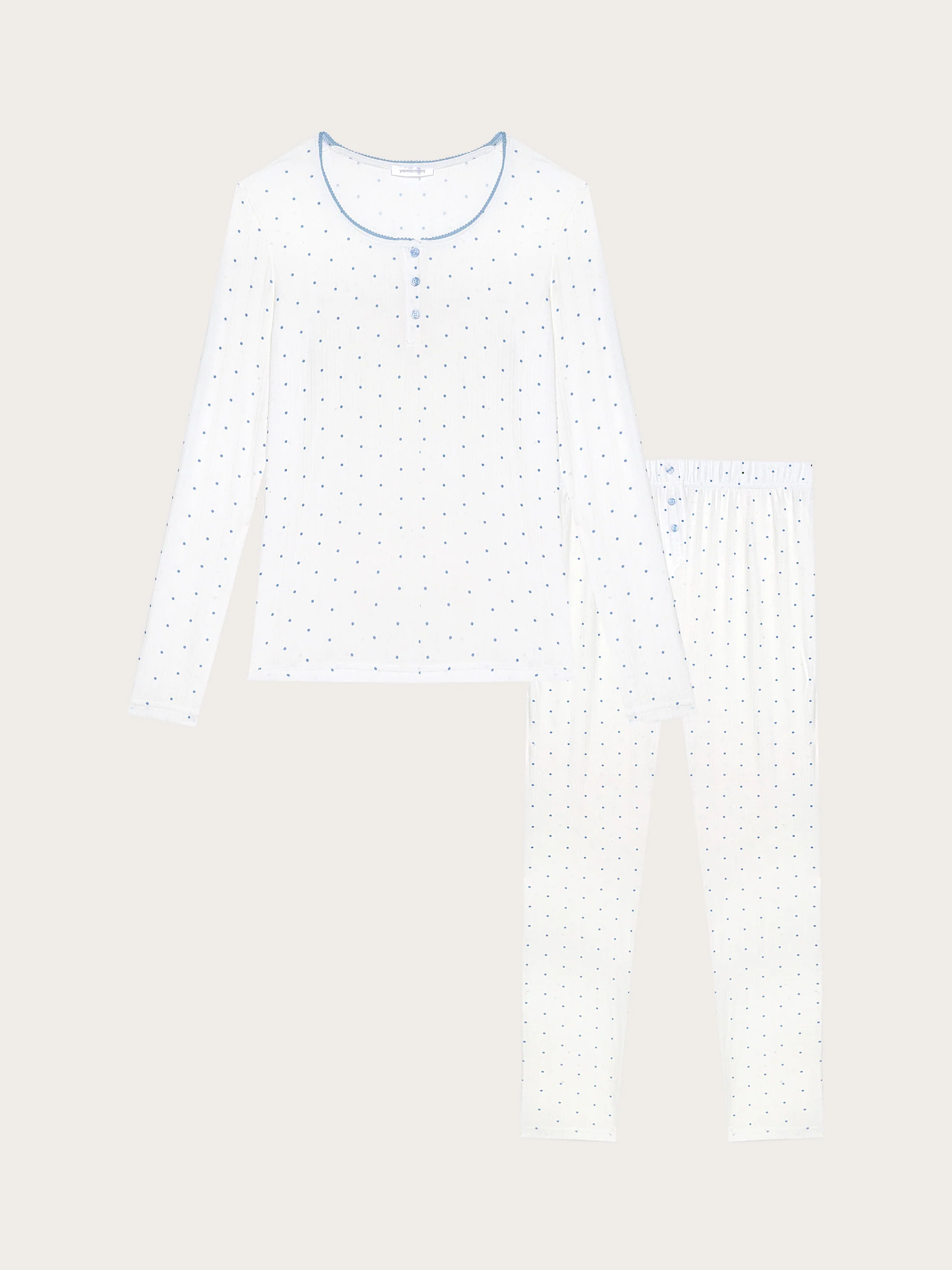 Pigiama lungo in jersey jacquard - Pointell - Image 4