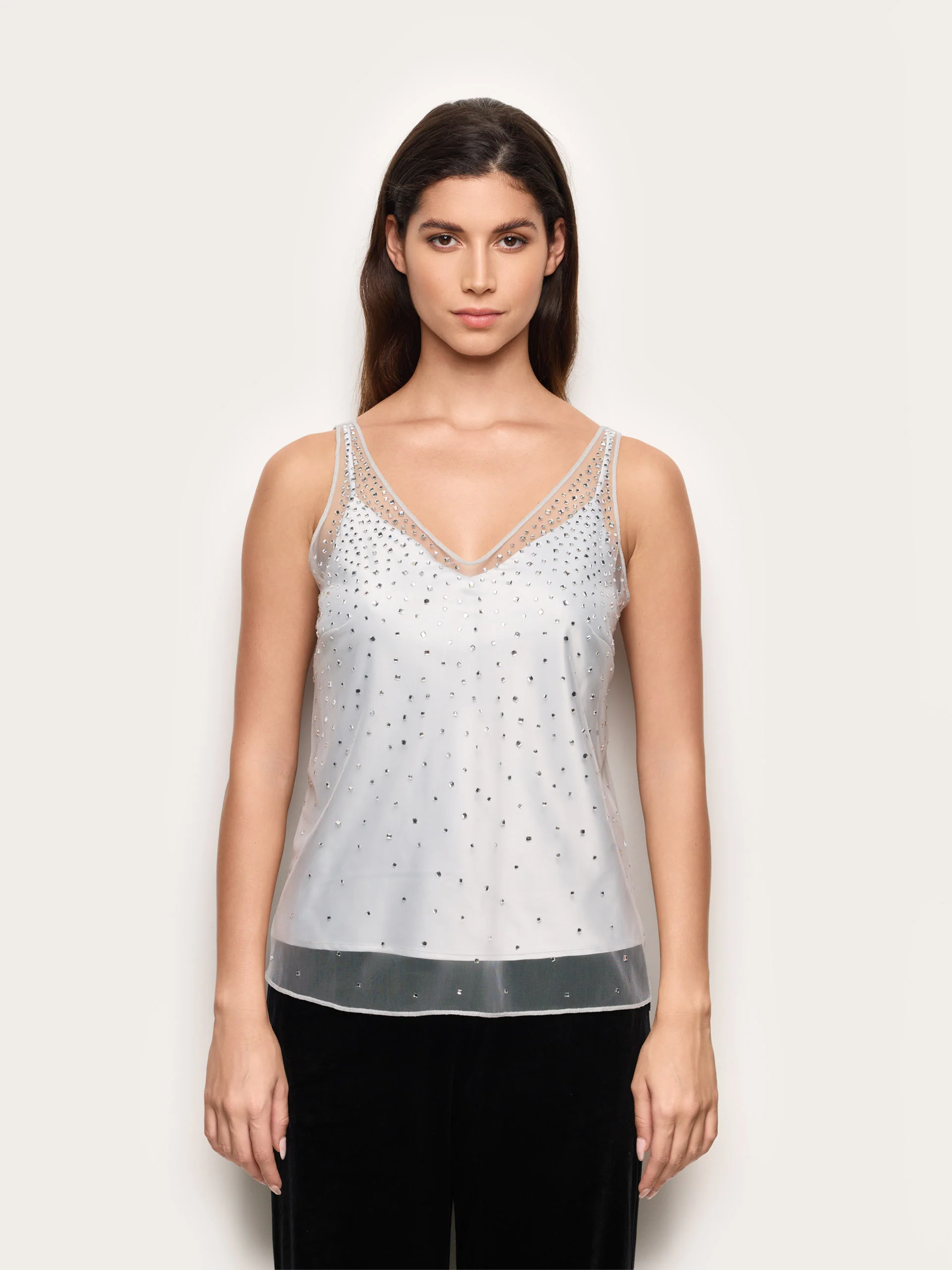 Top sovrapposto in tulle e raso con strass Xmas Party - Image 2