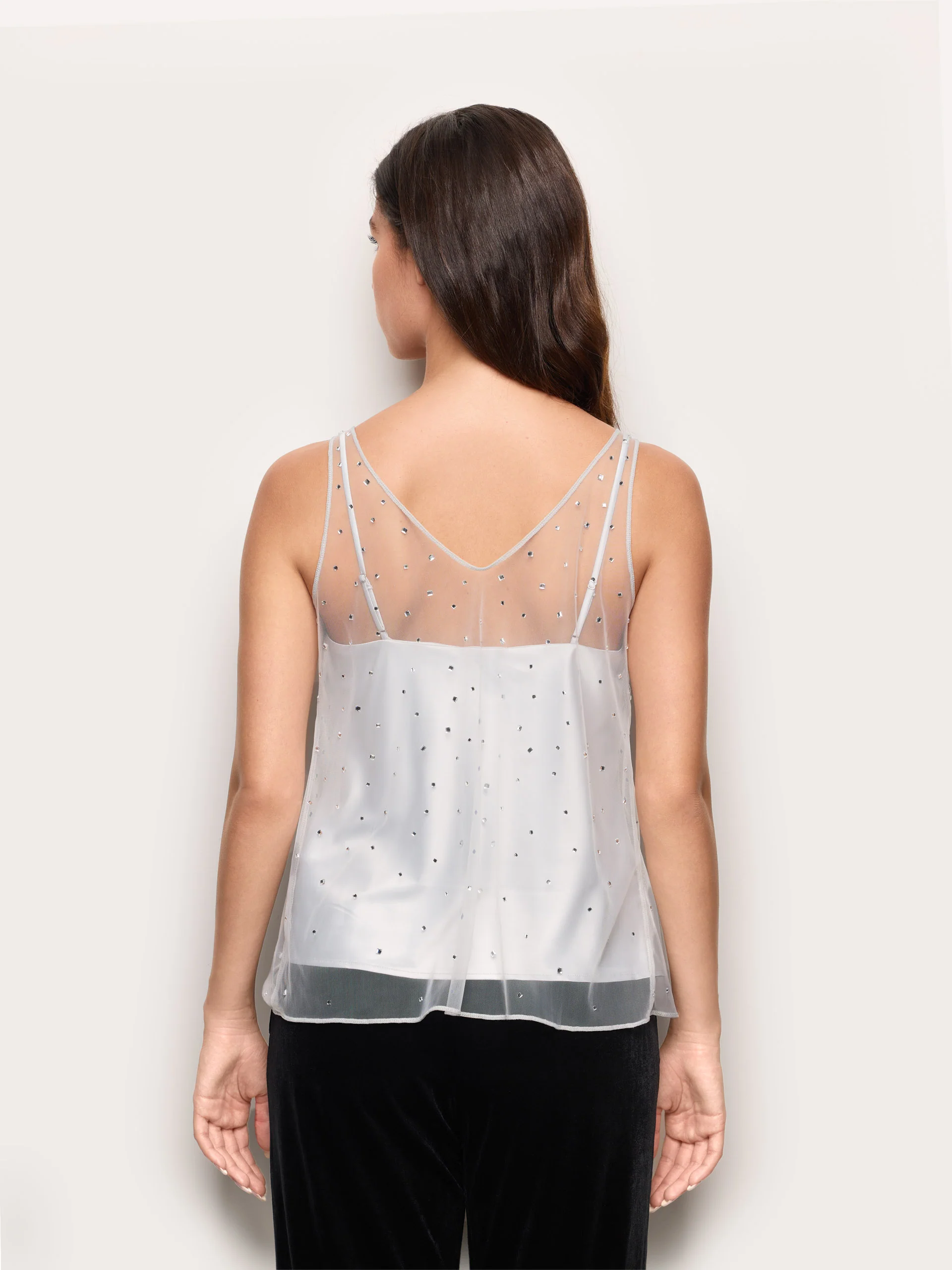 Top sovrapposto in tulle e raso con strass Xmas Party - Image 4