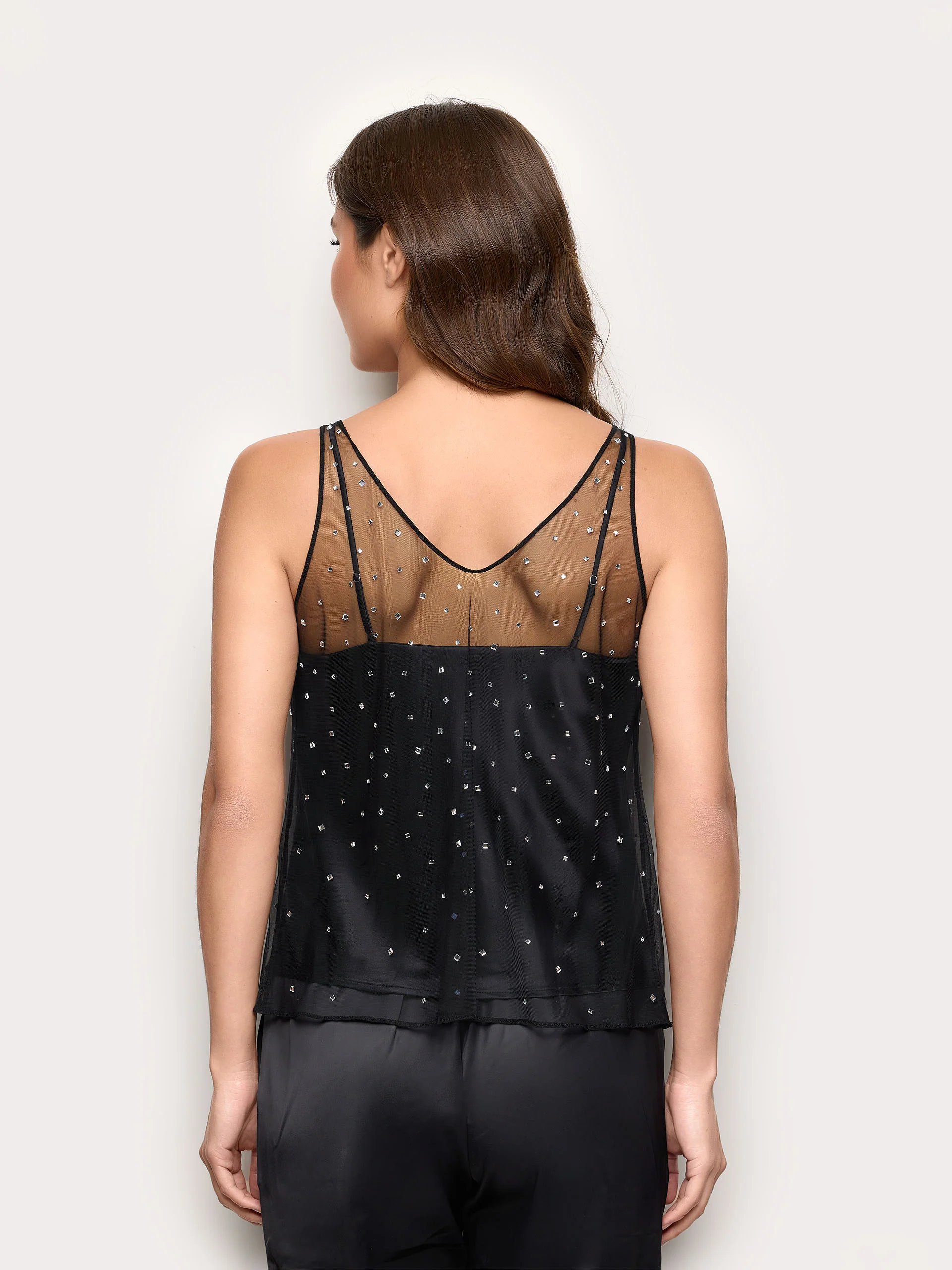 Top sovrapposto in tulle e raso con strass Xmas Party - Image 9
